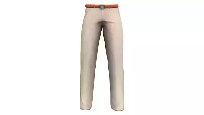 Men Beige Office Pants With Belt