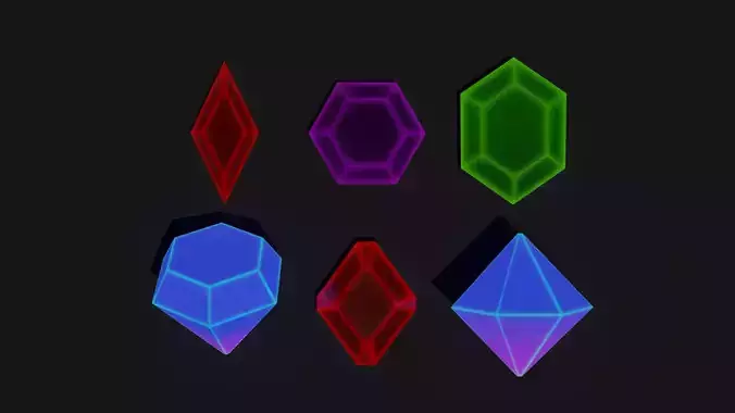 Stylized Gems Free low-poly 3D model
