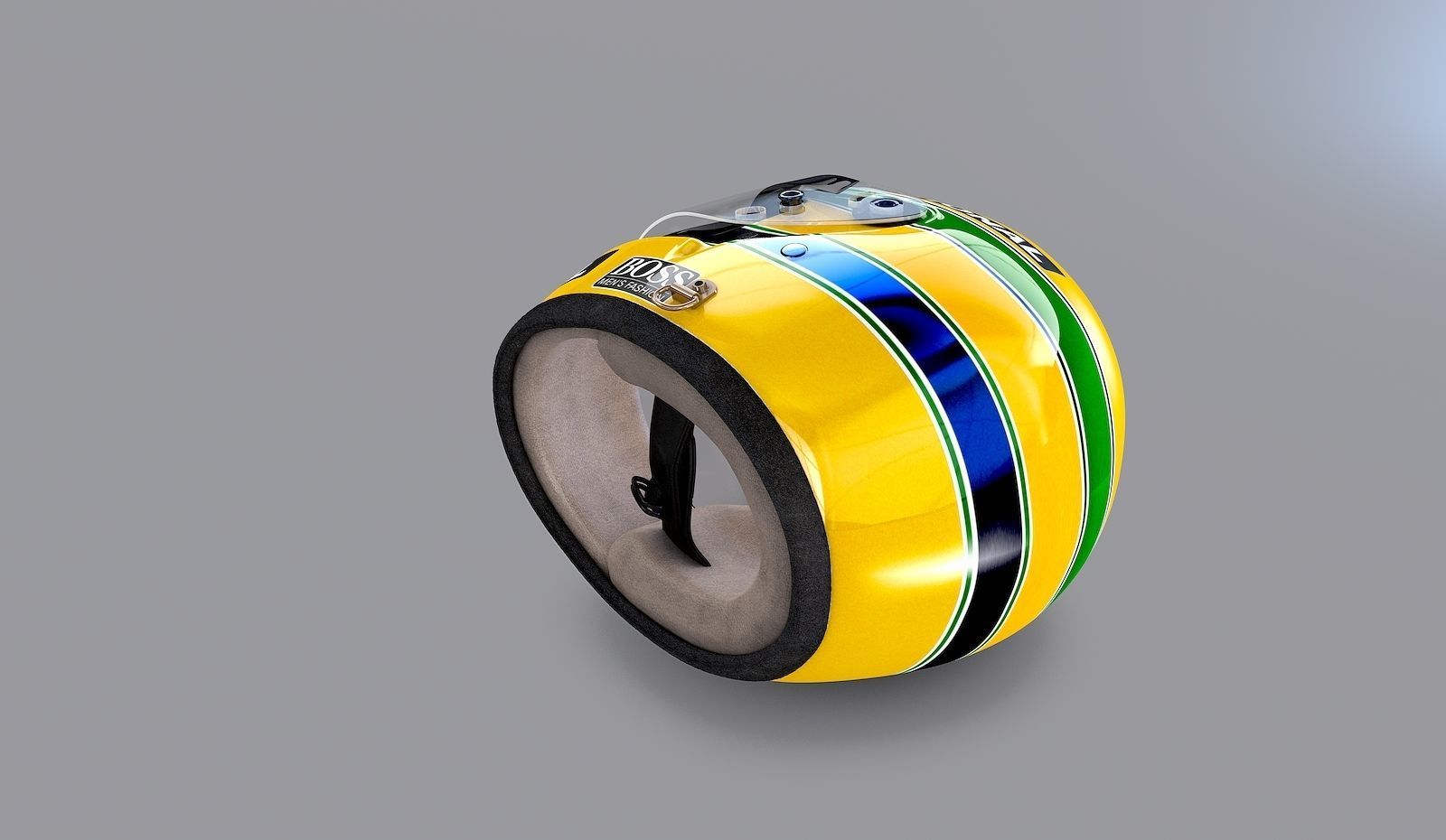 Ayrton Senna Monaco GP Helmet Version 1988 3D model_9