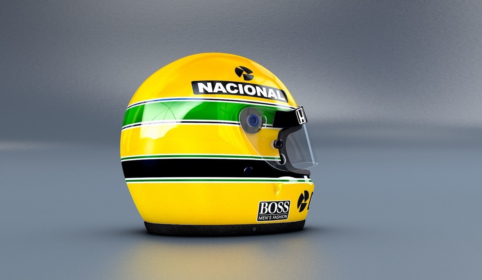 Ayrton Senna Monaco GP Helmet Version 1988 3D model_3