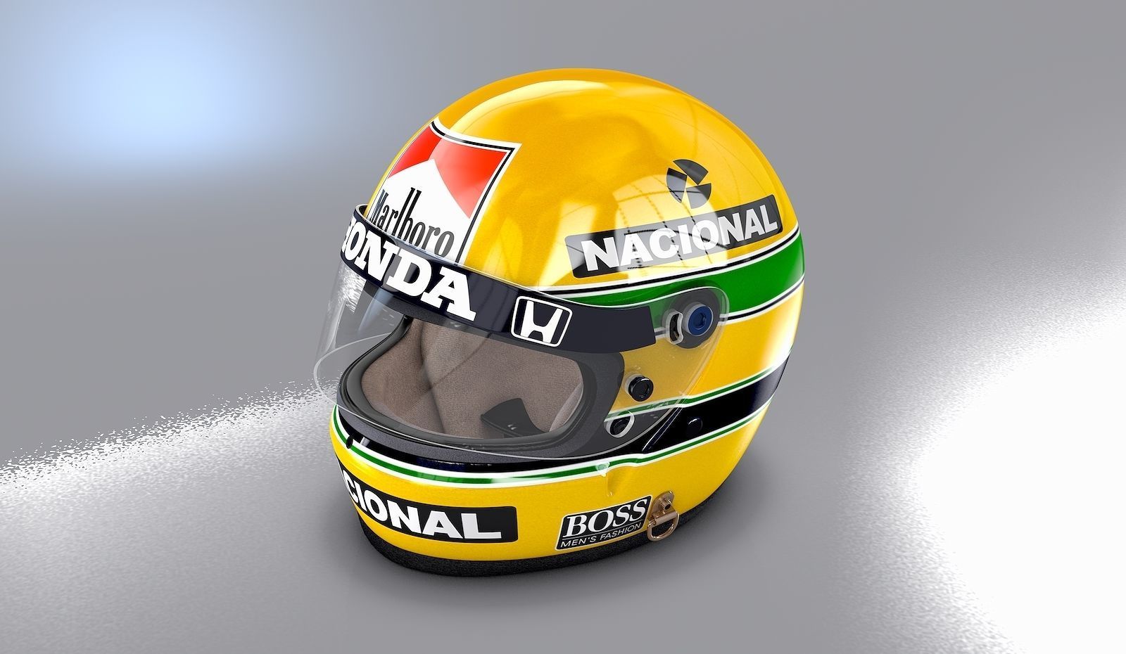 Ayrton Senna Monaco GP Helmet Version 1988 3D model_8