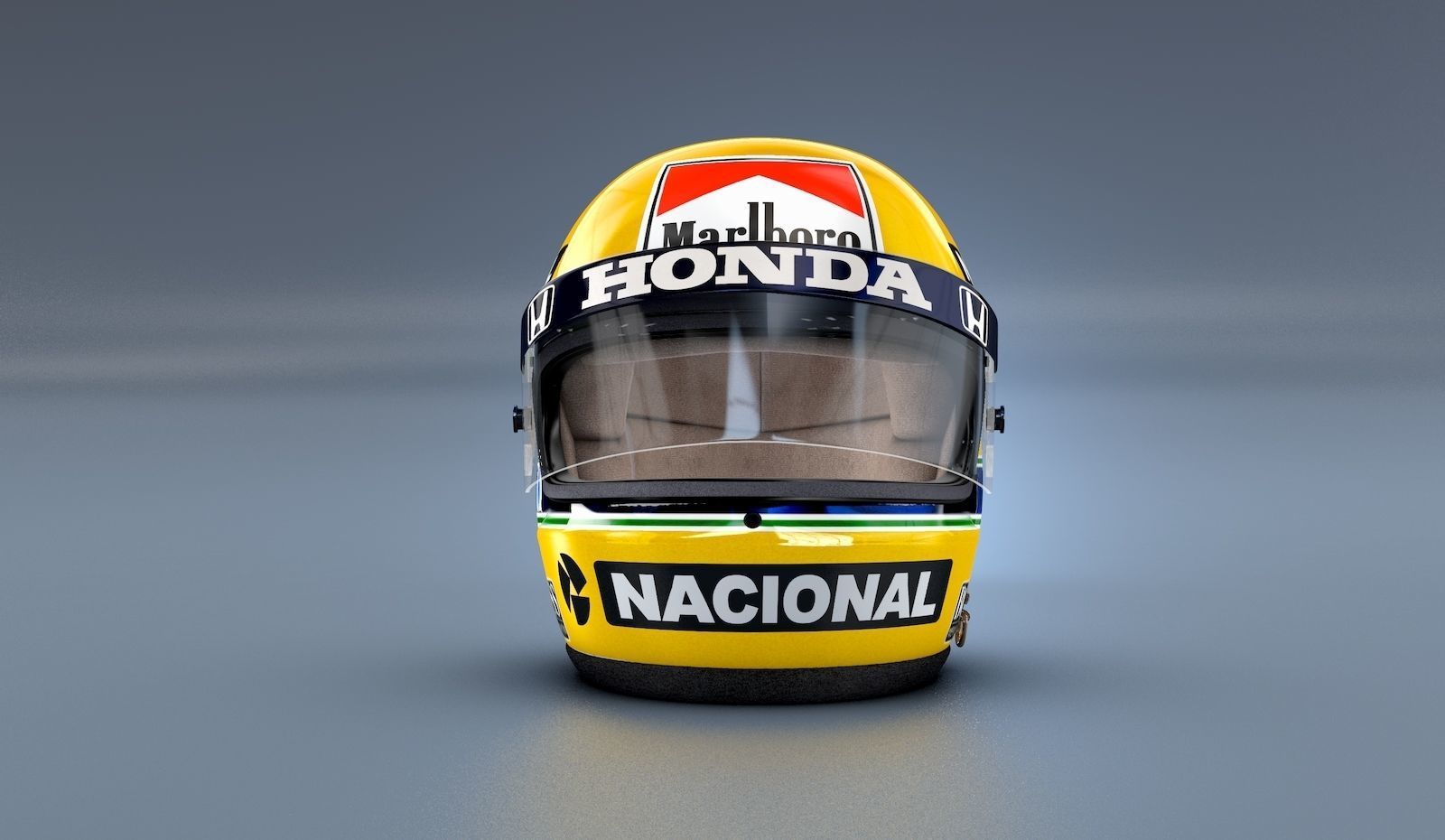 Ayrton Senna Monaco GP Helmet Version 1988 3D model_1