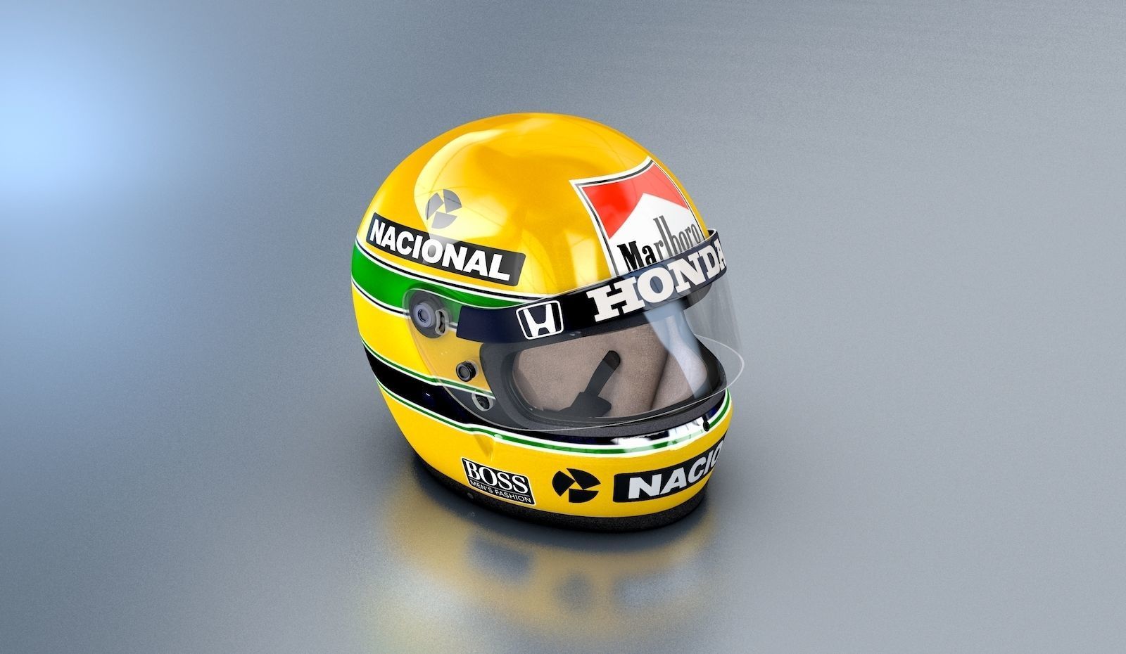 Ayrton Senna Monaco GP Helmet Version 1988 3D model_2