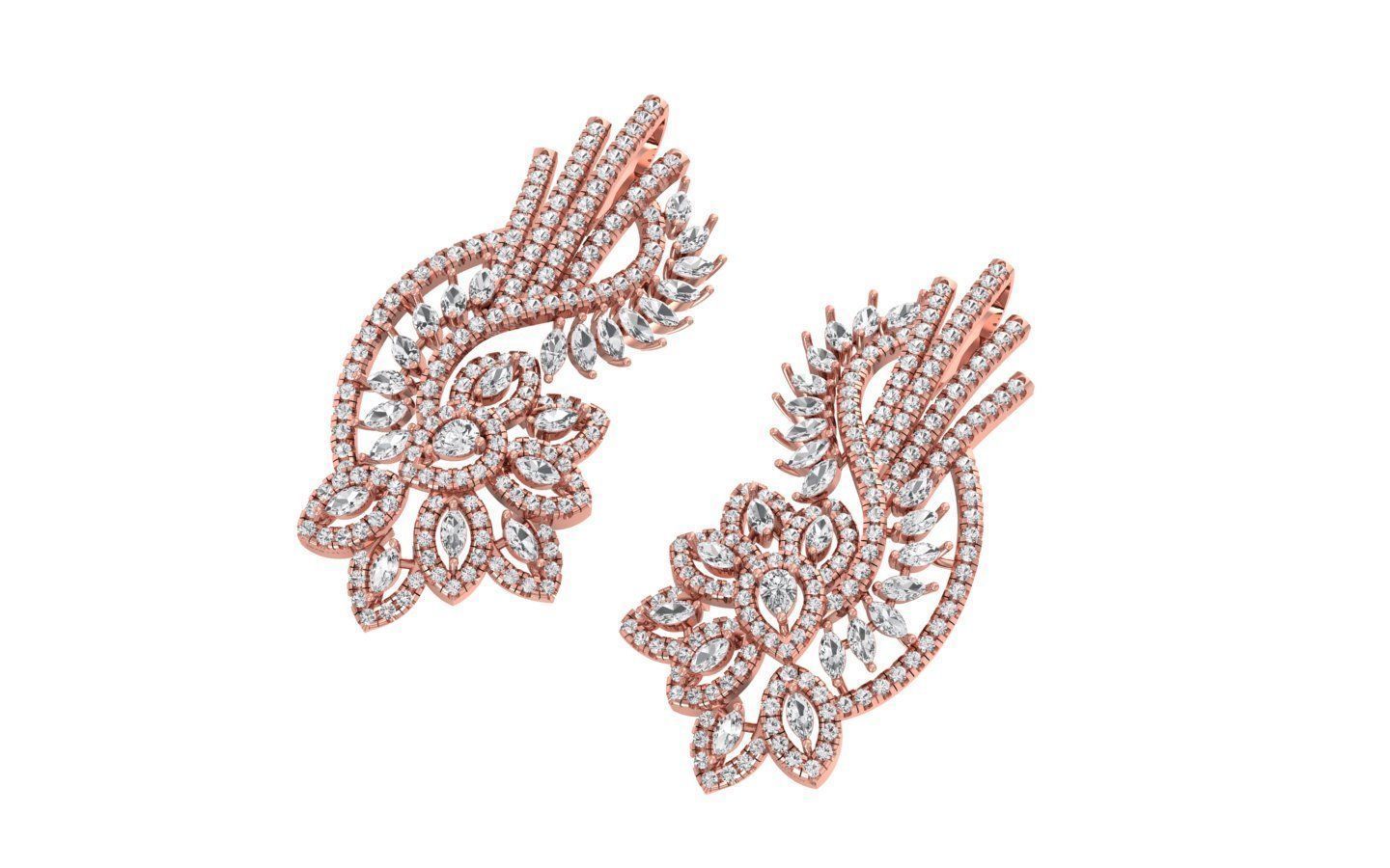 Women Big Earrings 3dm STL OBJ FBX Renders Details 3D print model_1