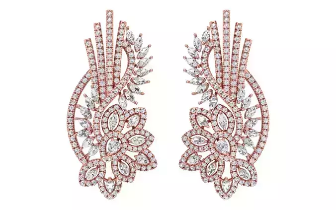 Women Big Earrings 3dm STL OBJ FBX Renders Details