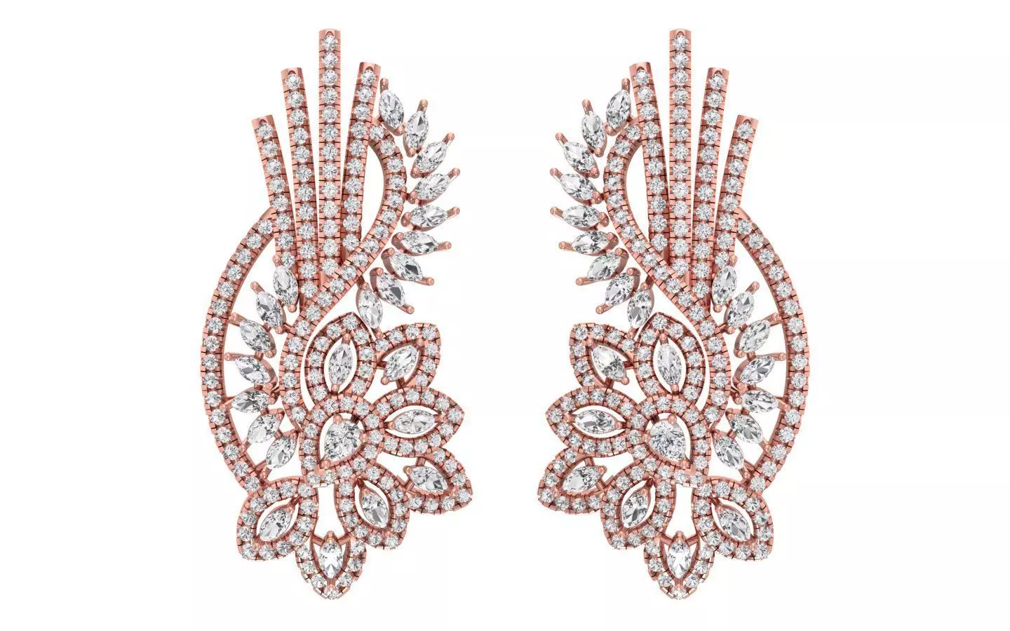 Women Big Earrings 3dm STL OBJ FBX Renders Details 3D print model_0