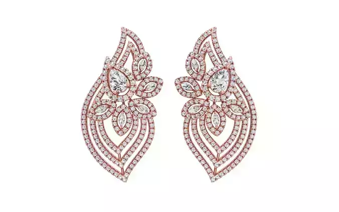 Women Clister Flower Bridal Earrings 3dm STL OBJ FBX Renders 