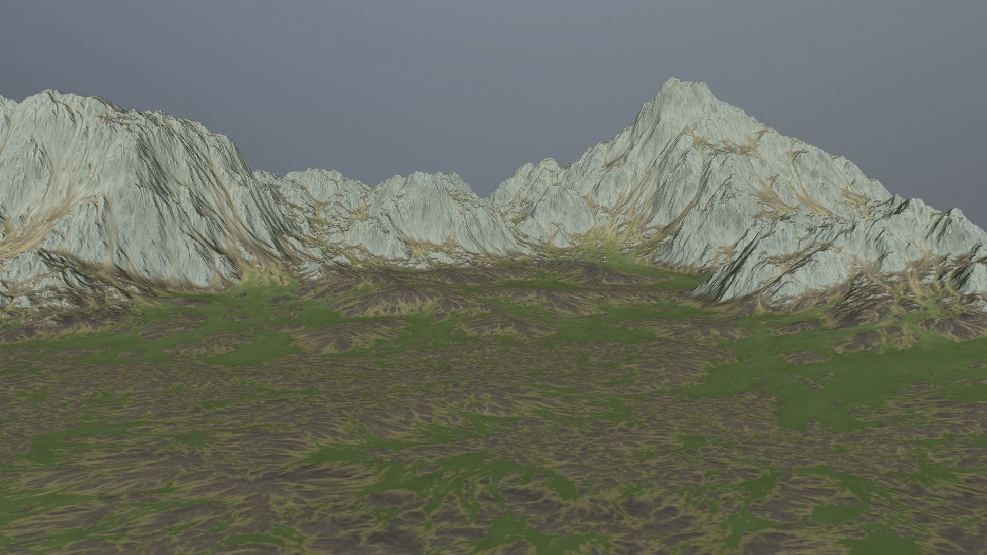 Terrain mountain Low-poly 3D model_1