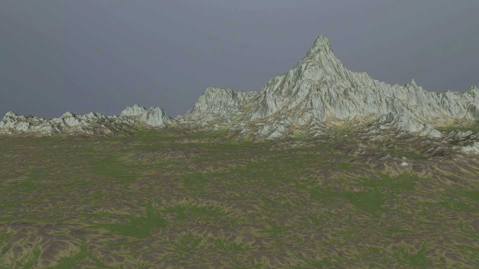 Terrain mountain Low-poly 3D model_0