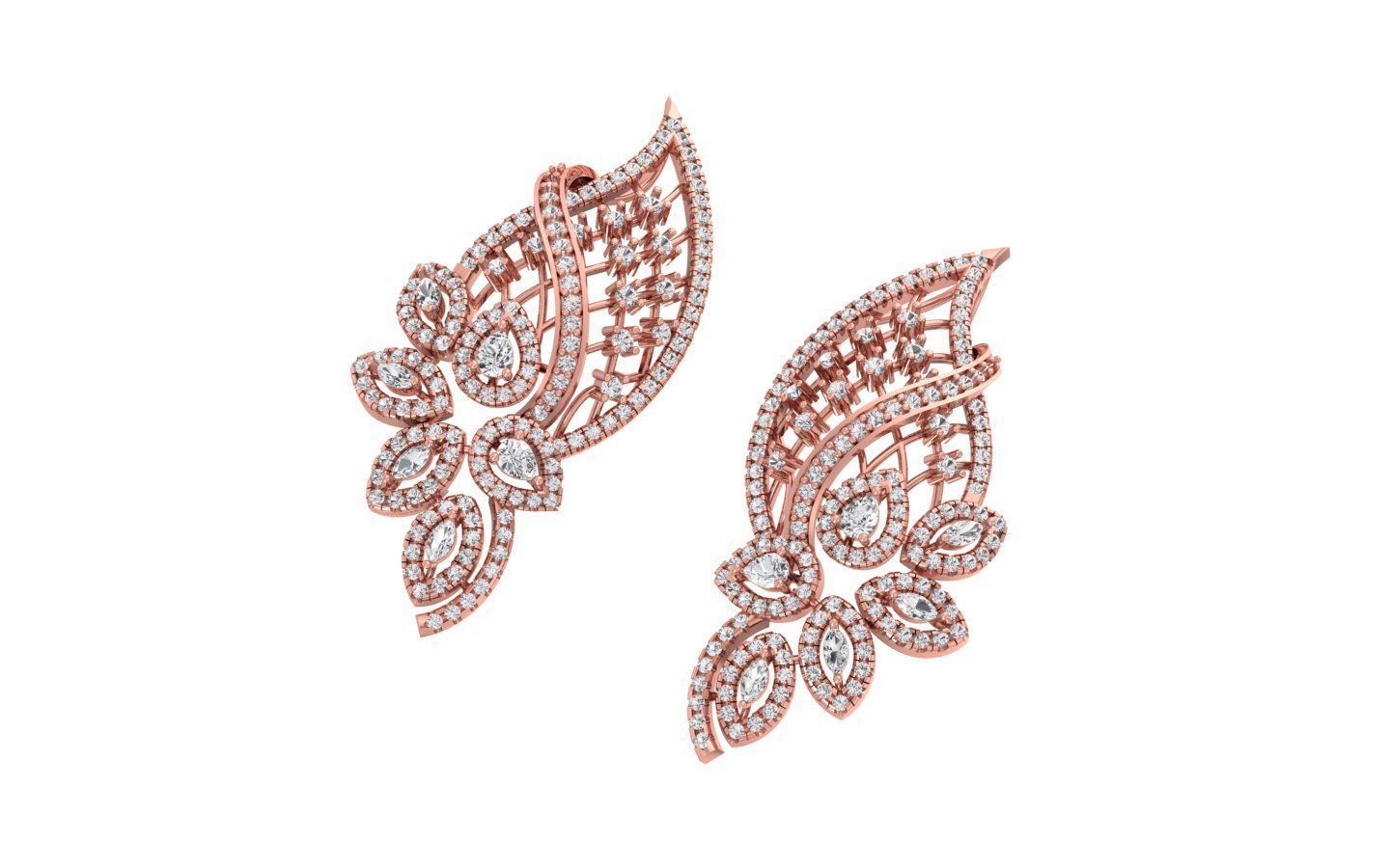 Women Bridal Earrings 3dm STL OBJ FBX Renders Details 3D print model_2