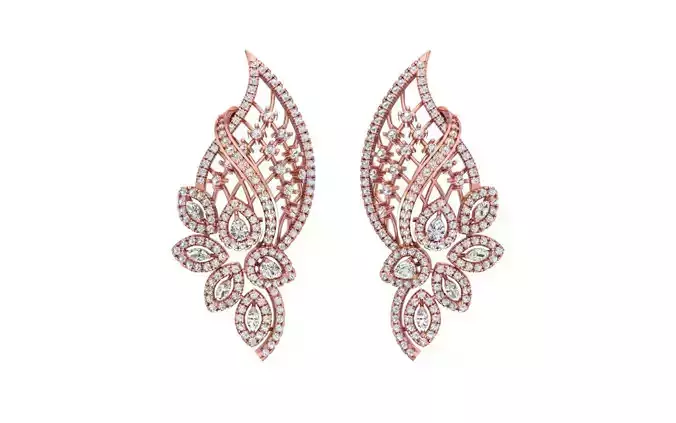 Women Bridal Earrings 3dm STL OBJ FBX Renders Details