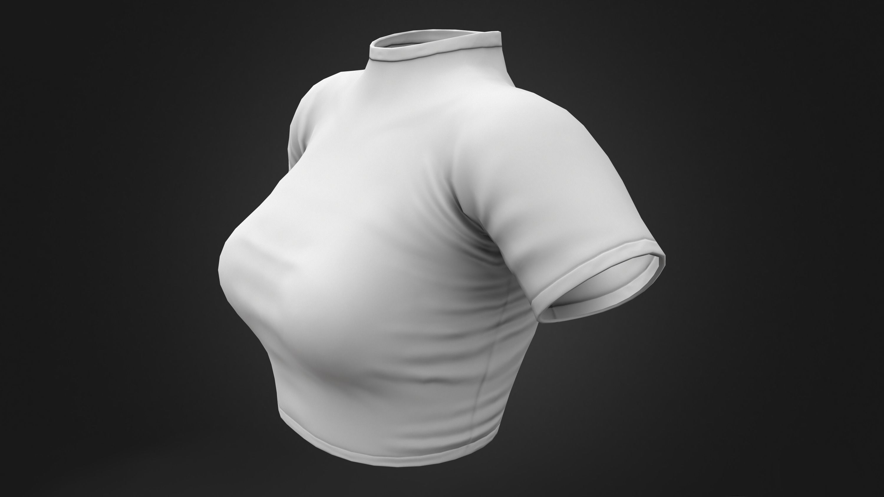 Top Neck Model Without Shell 3D model Black Short Sleeves Turtle Neck Crop Top VR / AR / low-poly ...