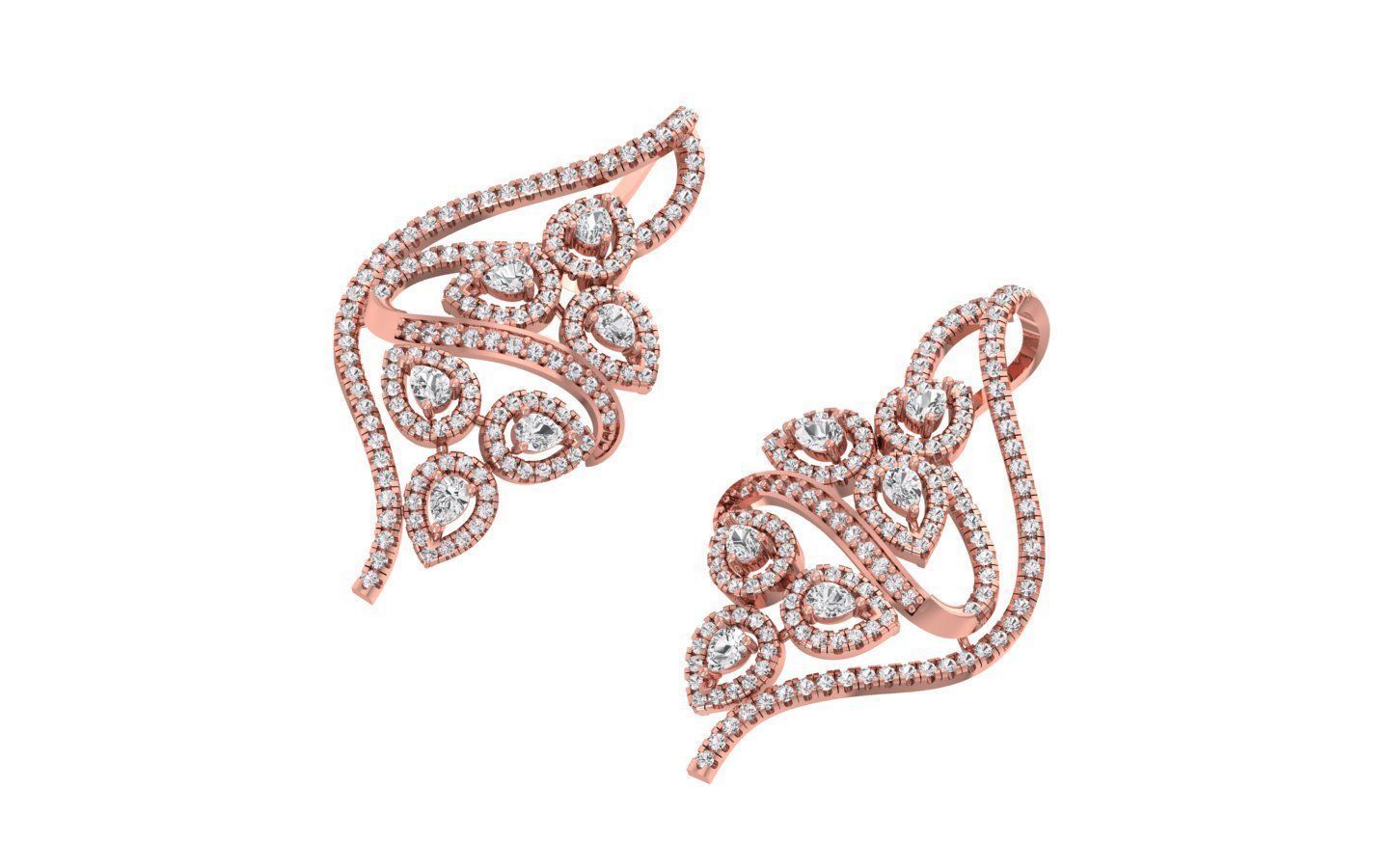 Women Bridal Earrings 3dm STL OBJ FBX Renders Details 3D print model_2