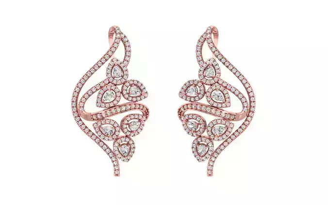 Women Bridal Earrings 3dm STL OBJ FBX Renders Details