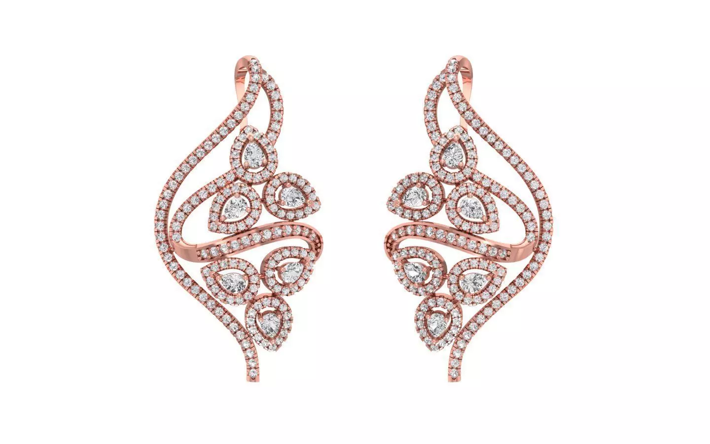 Women Bridal Earrings 3dm STL OBJ FBX Renders Details 3D print model_0