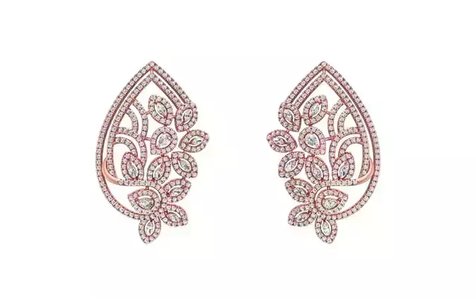 Women Flower Earrings 3dm STL OBJ FBX Renders Details