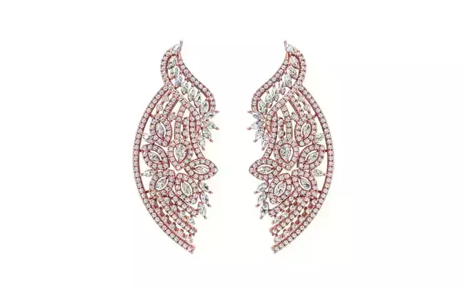 Women Flower Earrings 3dm STL OBJ FBX Renders Details