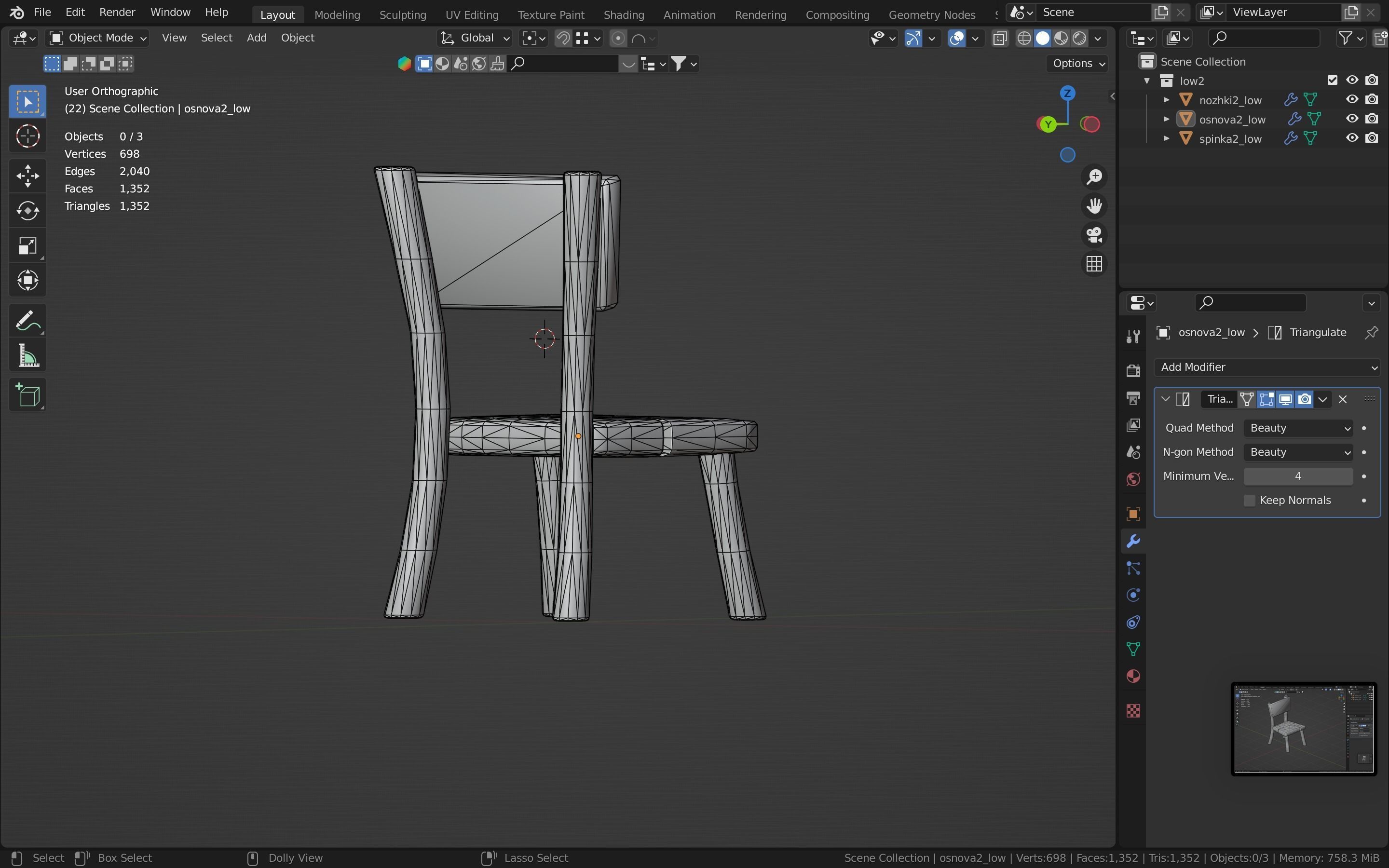 Chair stylized fantasy Low-poly 3D model_28