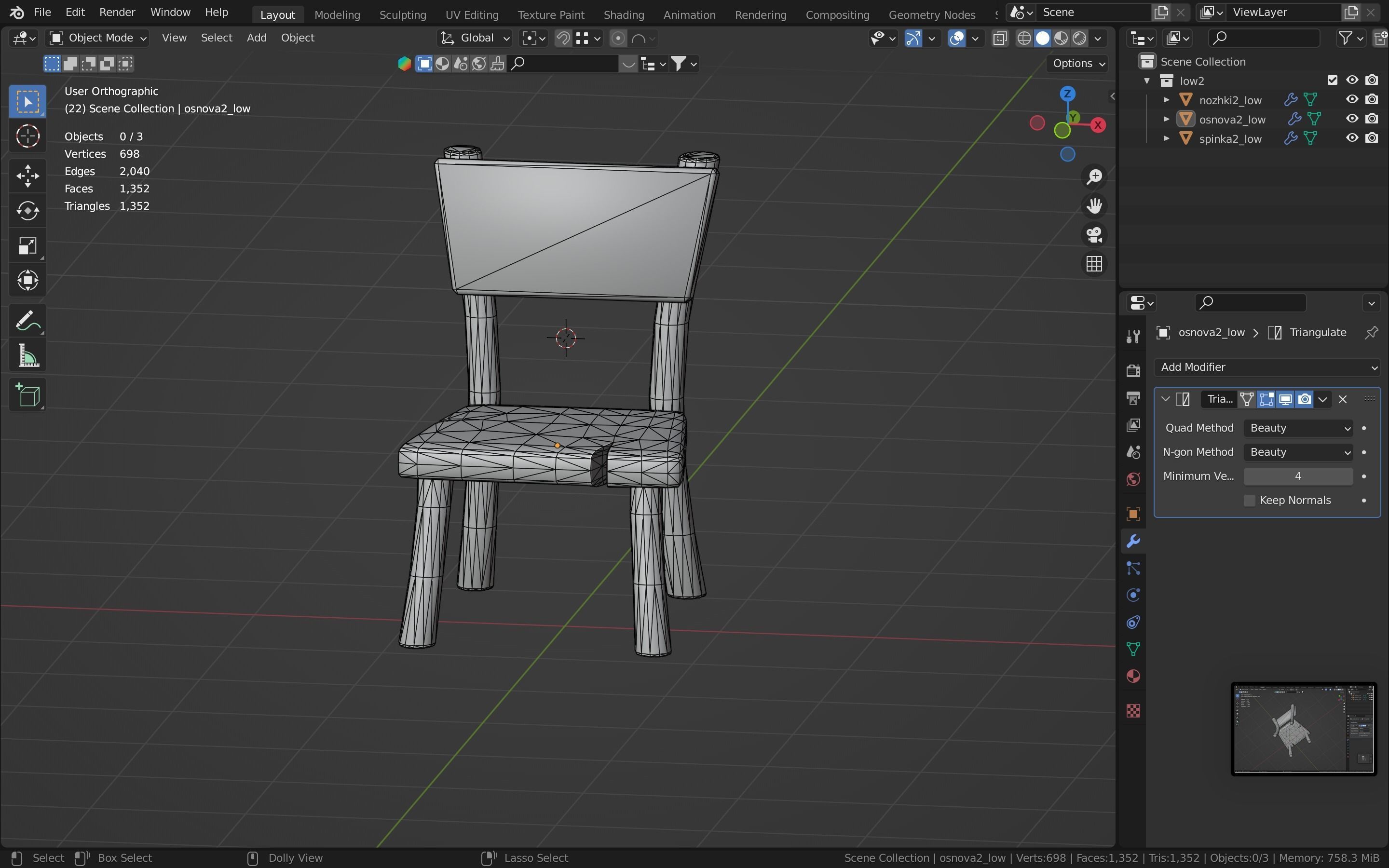 Chair stylized fantasy Low-poly 3D model_26