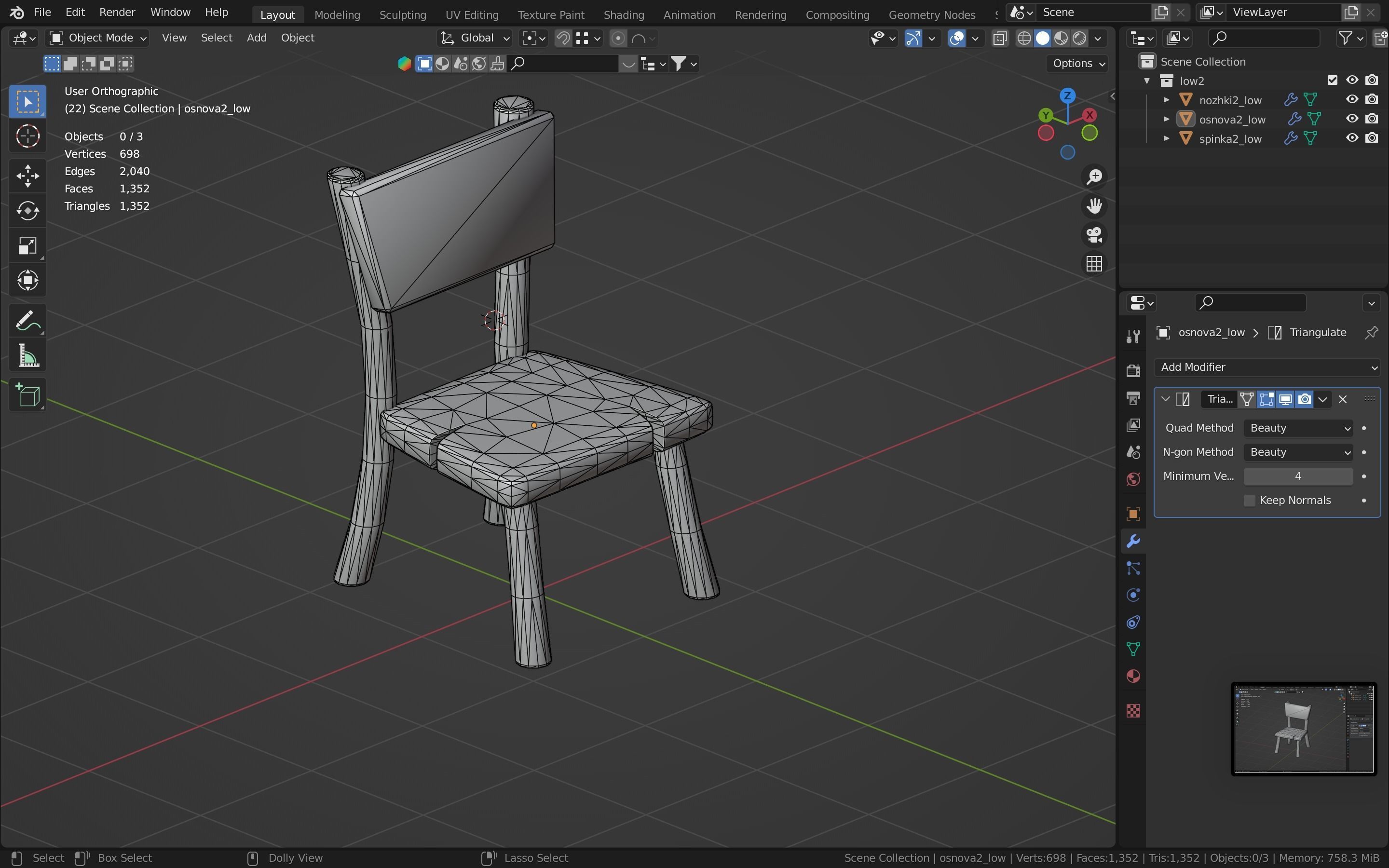 Chair stylized fantasy Low-poly 3D model_27