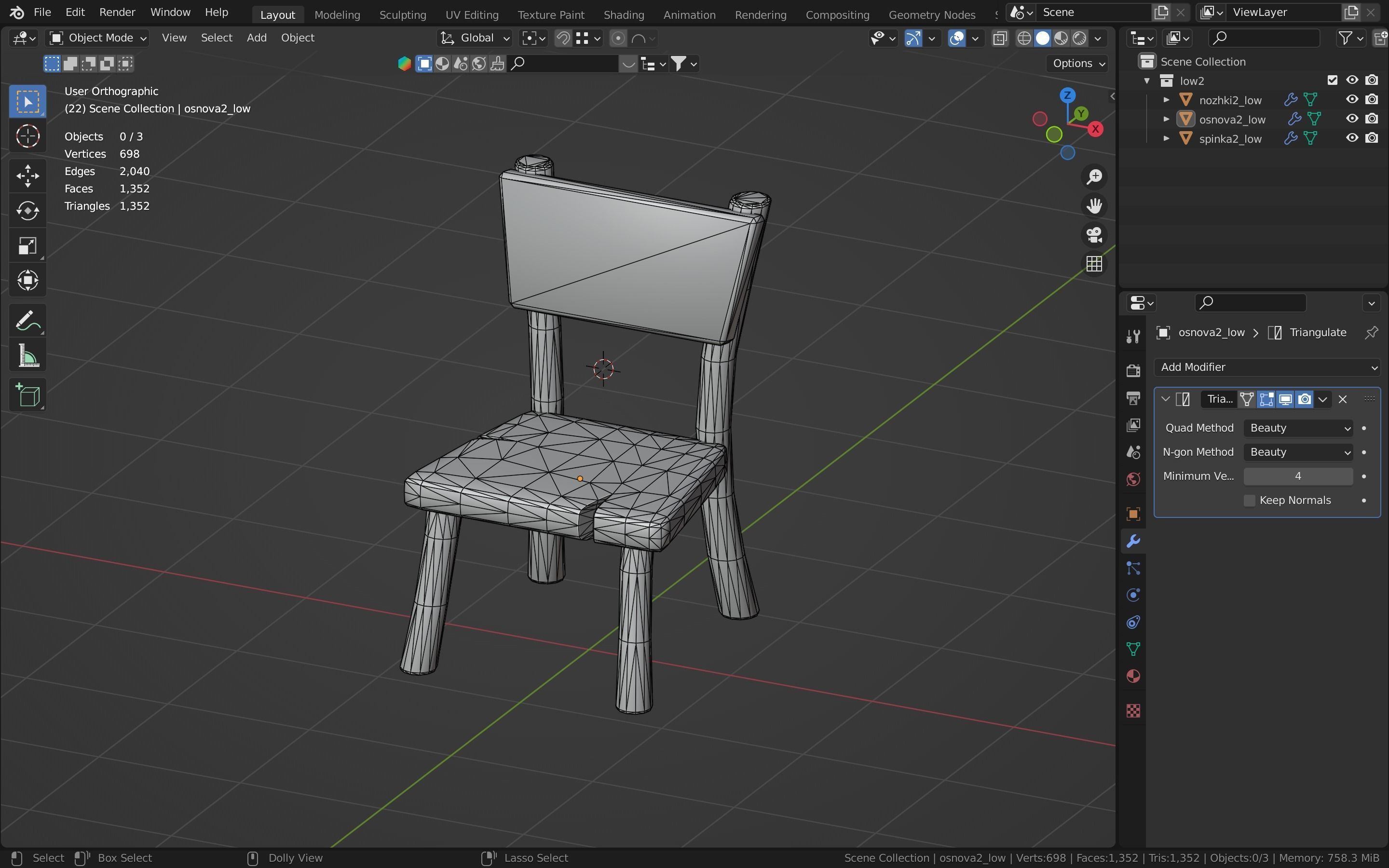 Chair stylized fantasy Low-poly 3D model_25