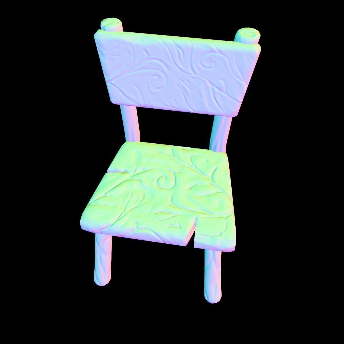 Chair stylized fantasy Low-poly 3D model_18