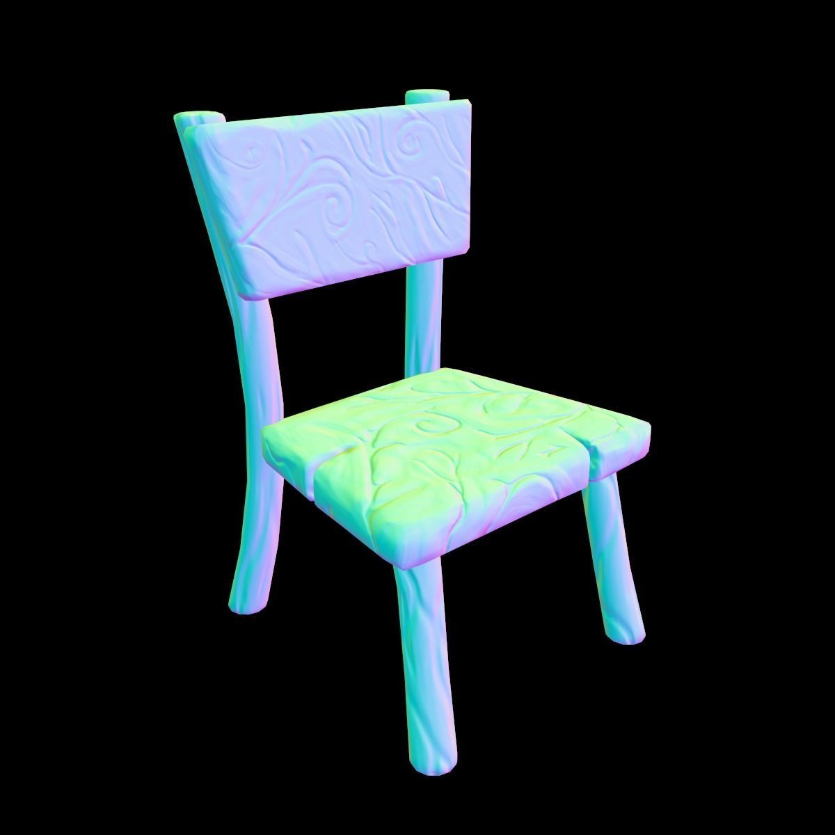 Chair stylized fantasy Low-poly 3D model_30