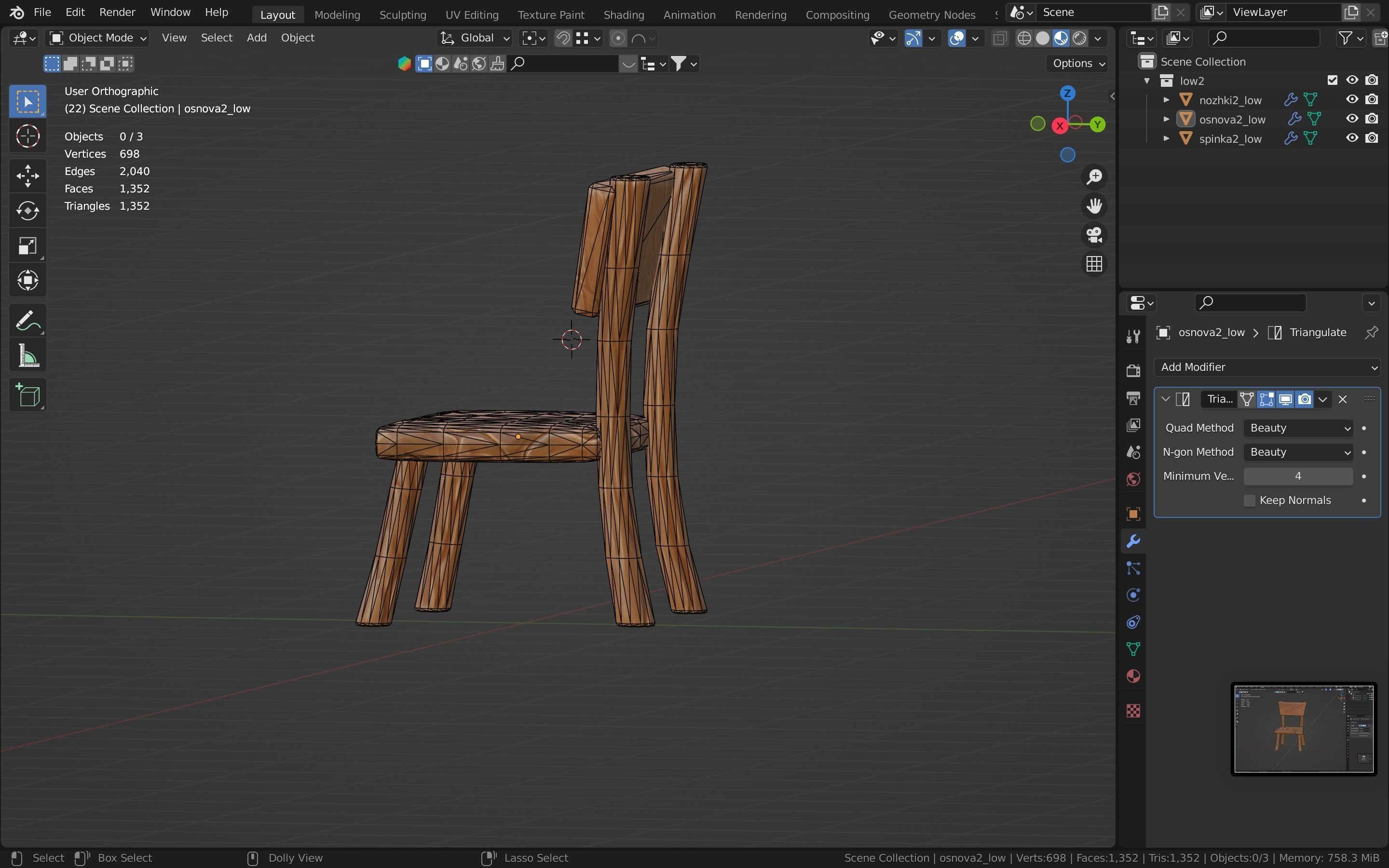 Chair stylized fantasy Low-poly 3D model_20