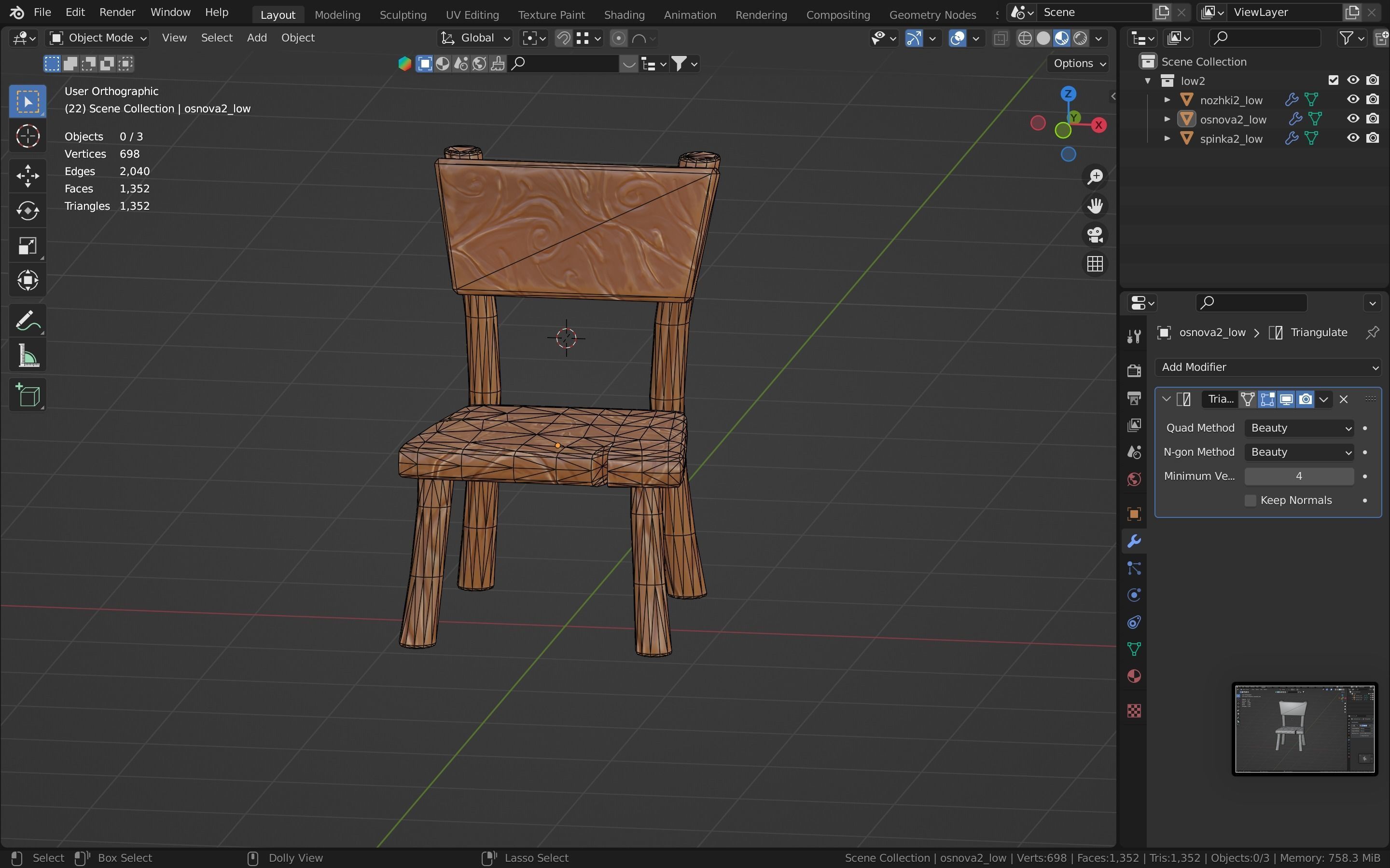 Chair stylized fantasy Low-poly 3D model_24