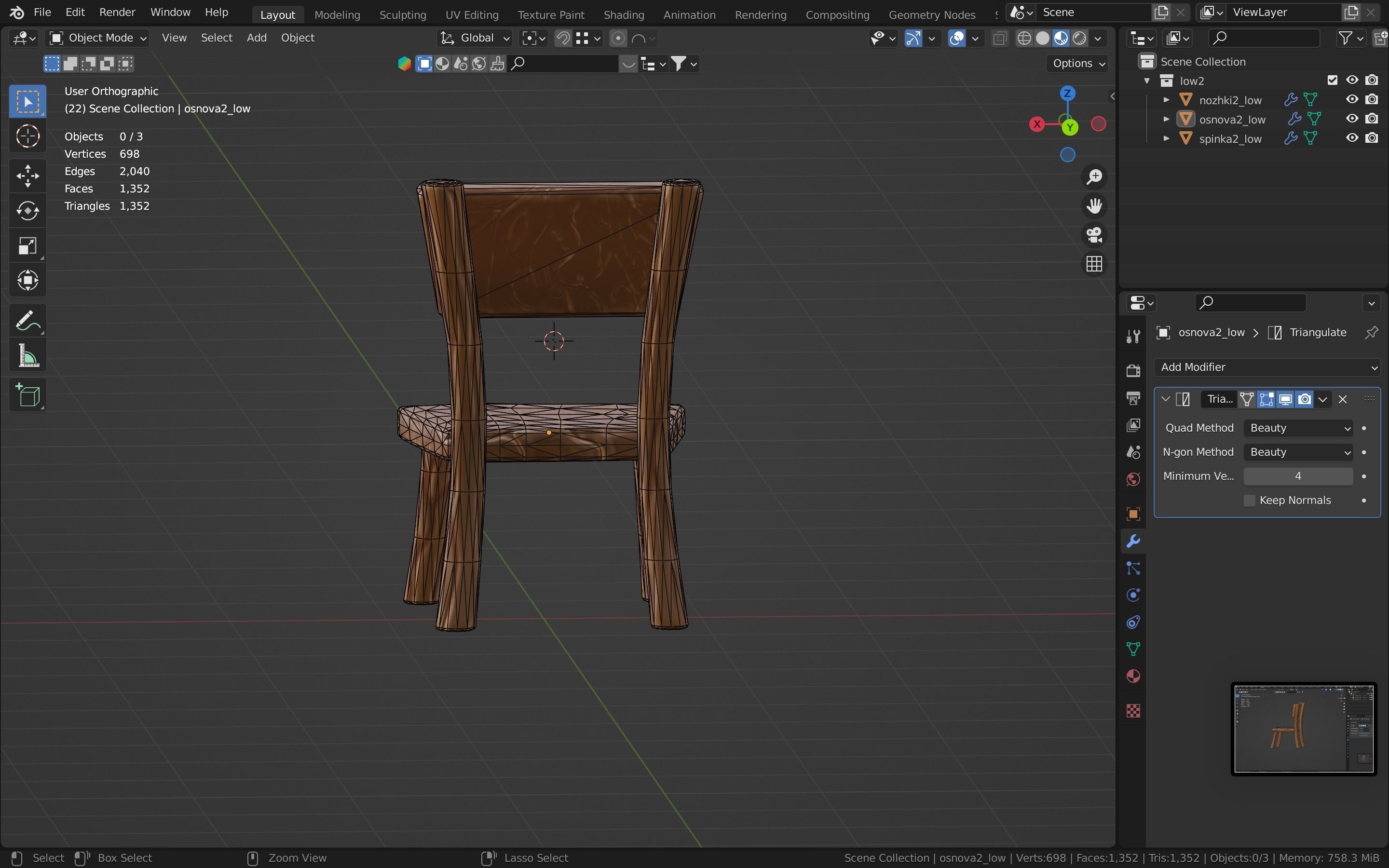 Chair stylized fantasy Low-poly 3D model_21