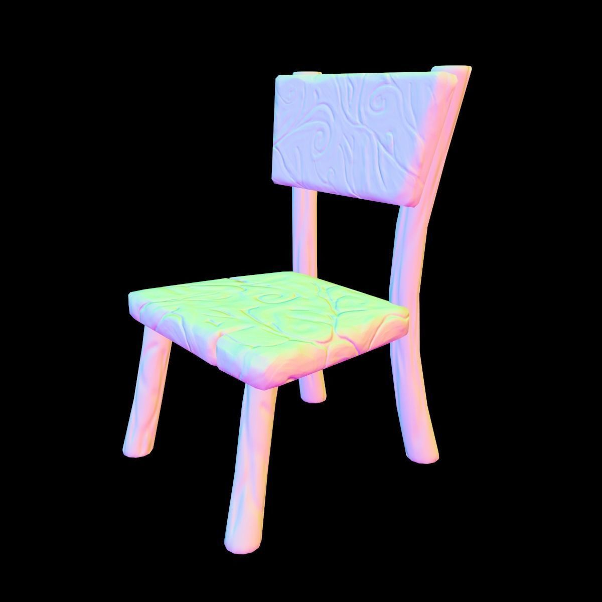 Chair stylized fantasy Low-poly 3D model_19