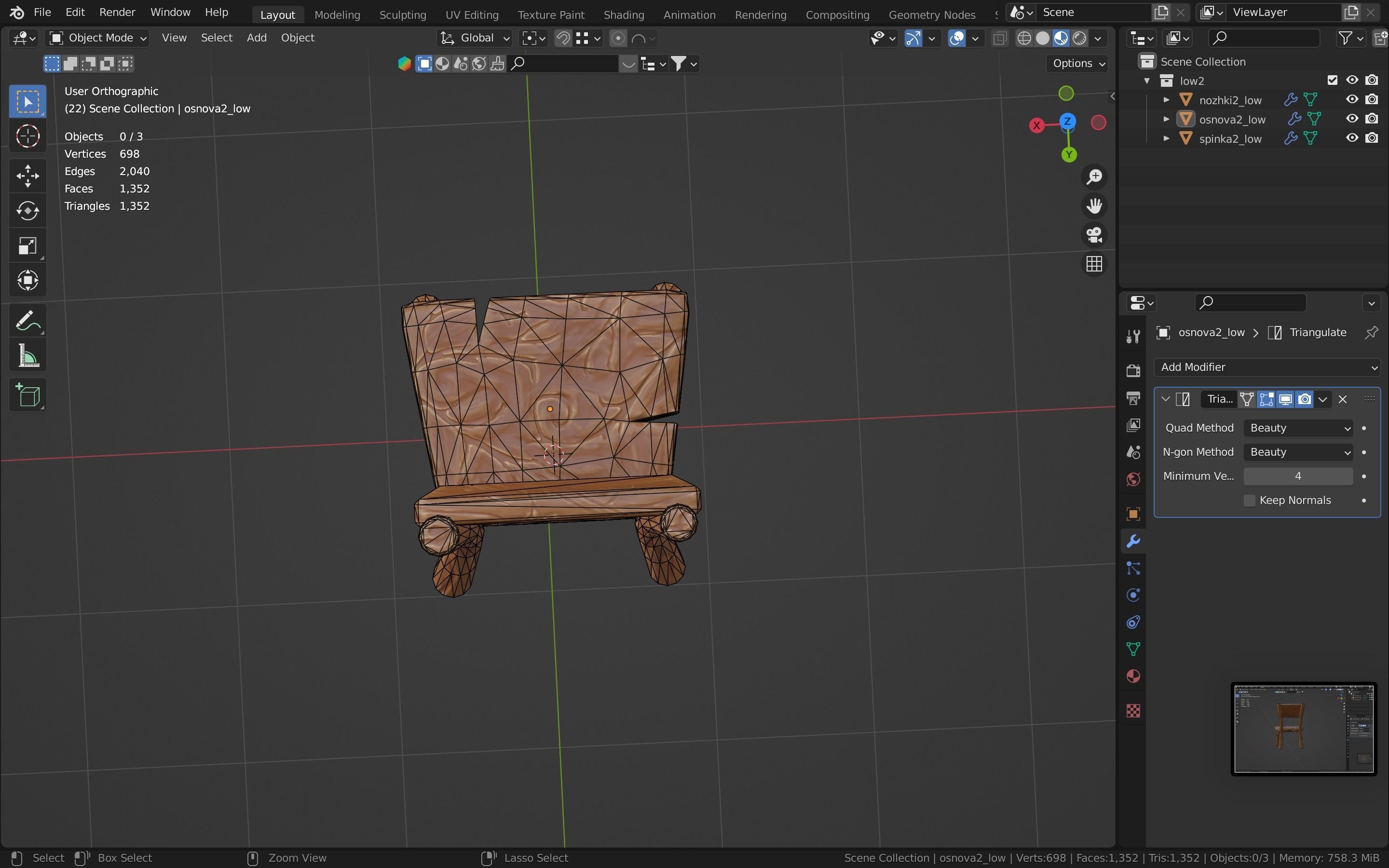 Chair stylized fantasy Low-poly 3D model_22