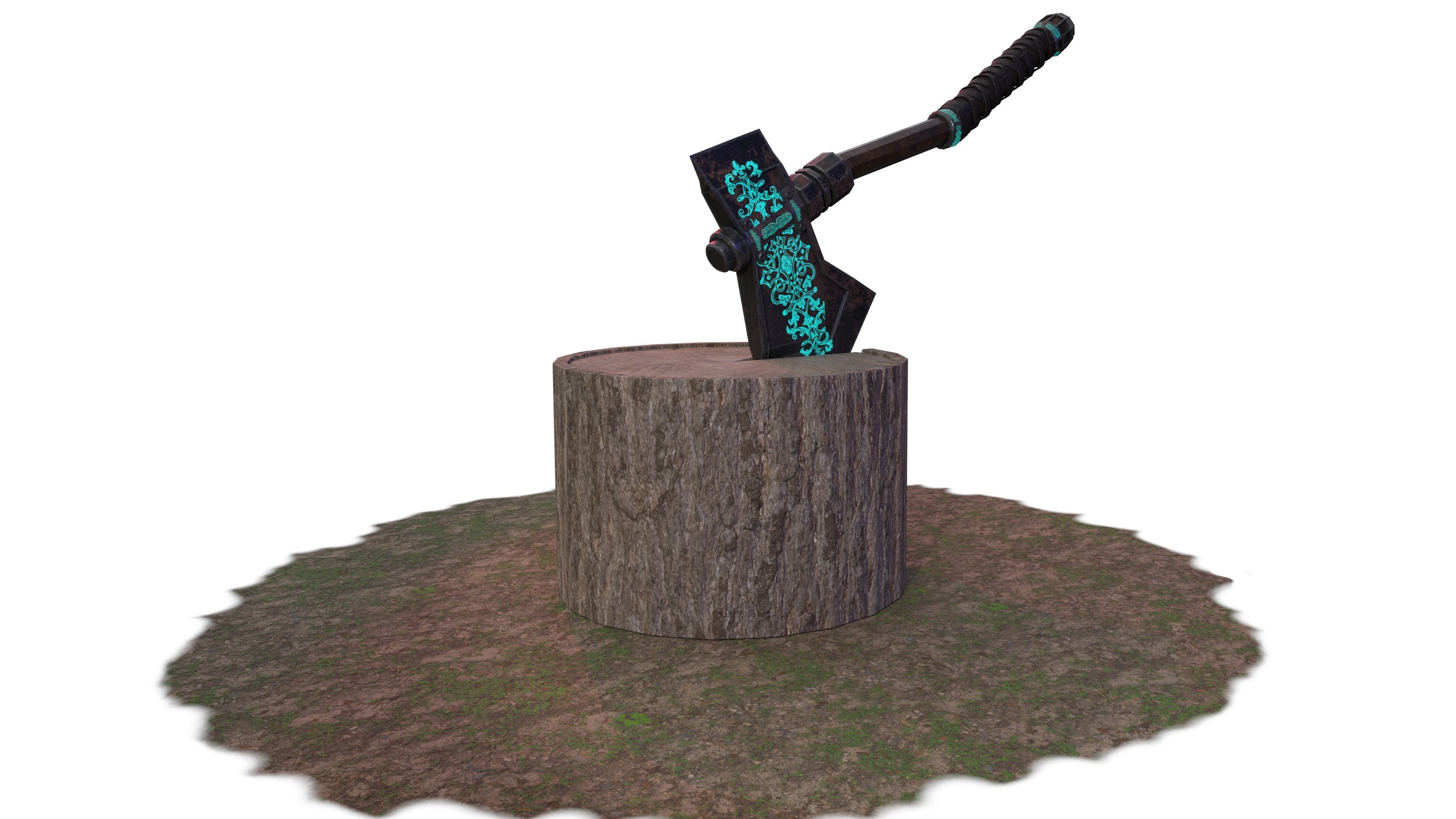 Medieval Axe Low-poly 3D model_6