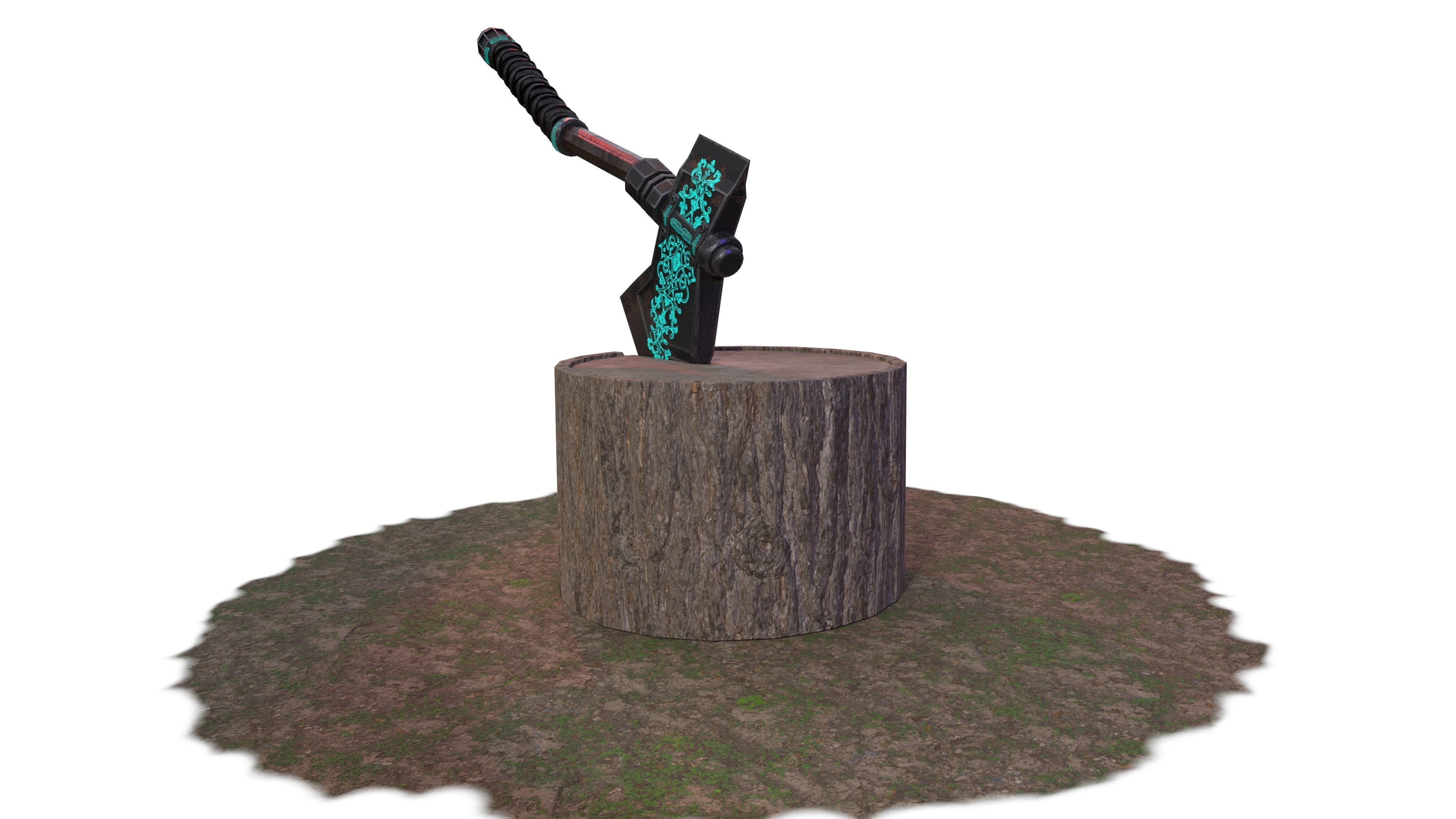 Medieval Axe Low-poly 3D model_8