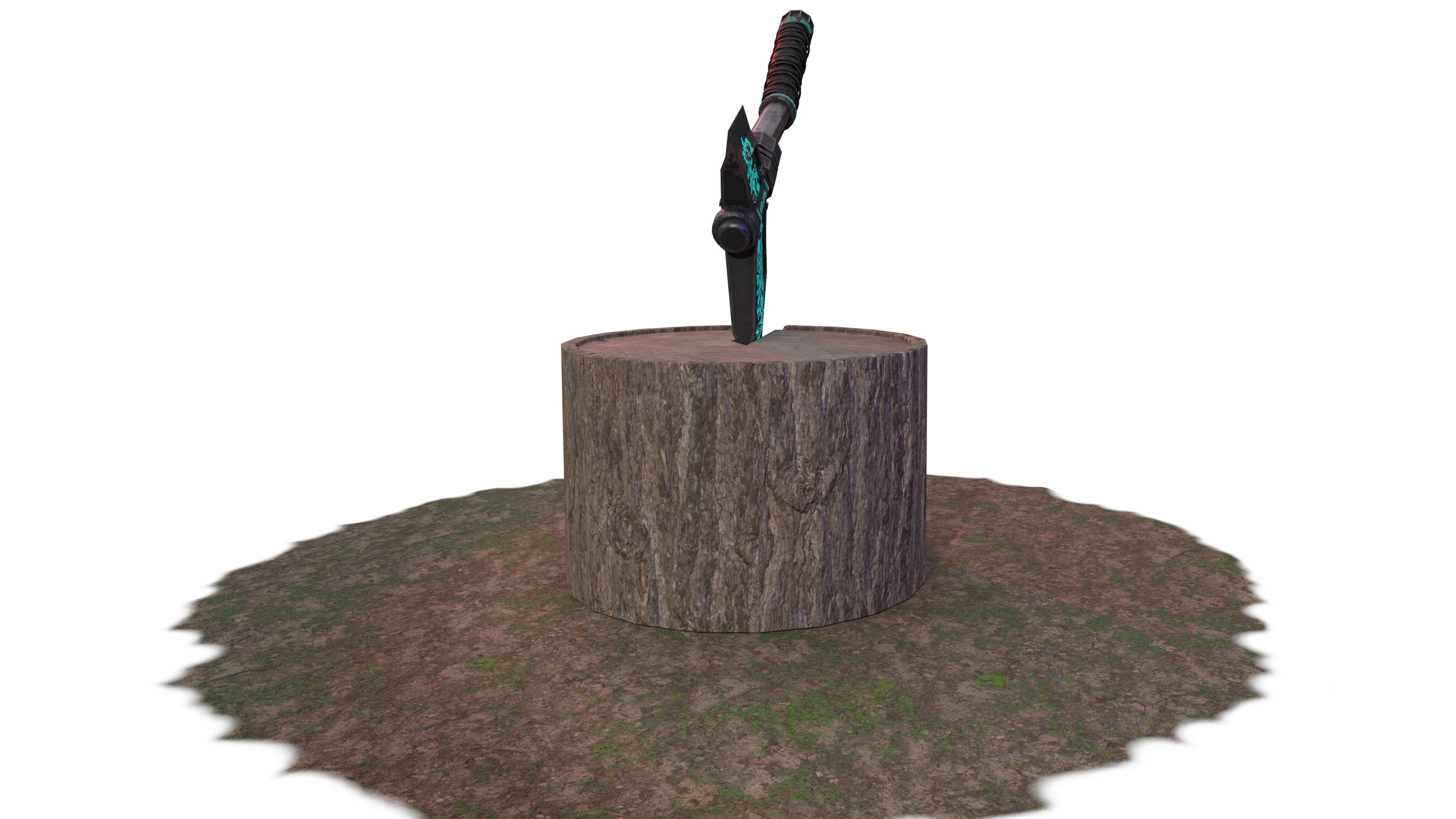 Medieval Axe Low-poly 3D model_7