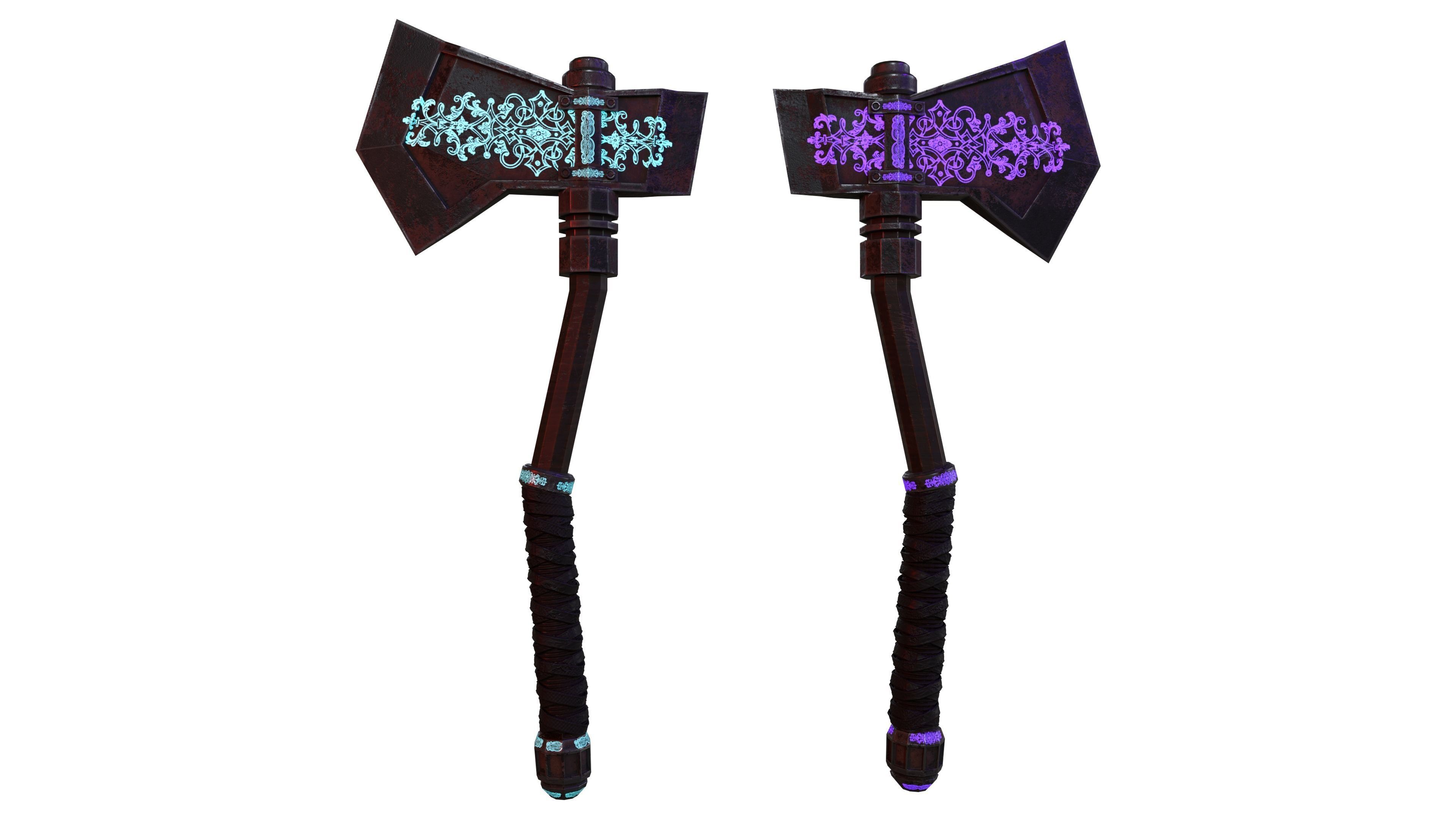 Medieval Axe Low-poly 3D model_30