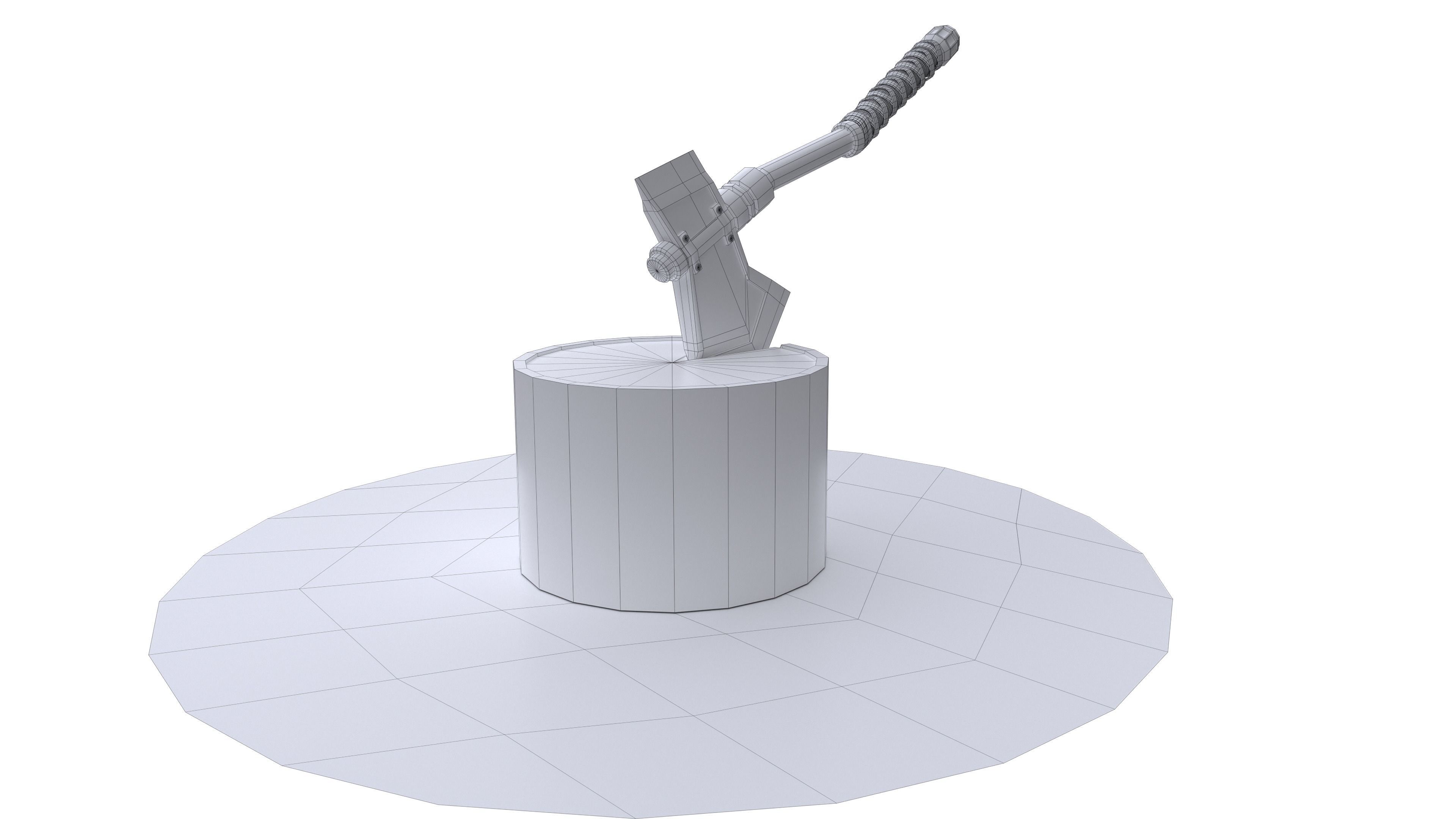 Medieval Axe Low-poly 3D model_21