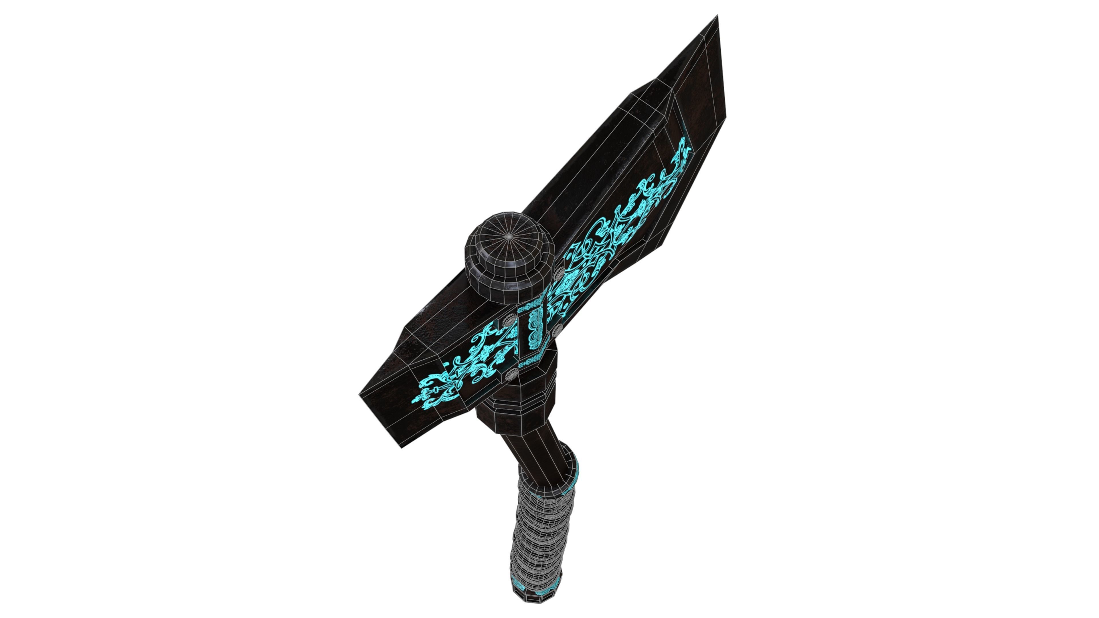 Medieval Axe Low-poly 3D model_32