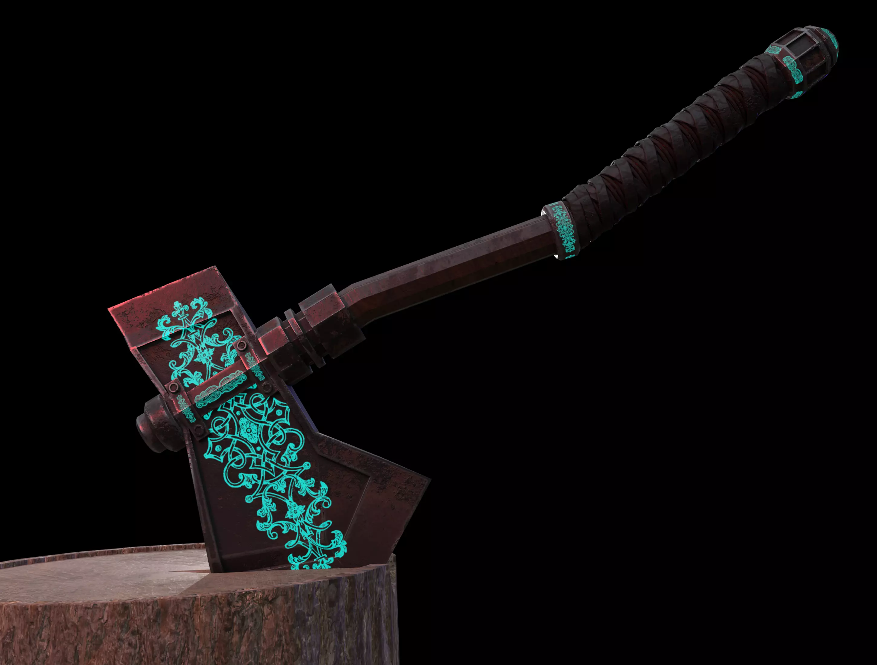 Medieval Axe Low-poly 3D model_0