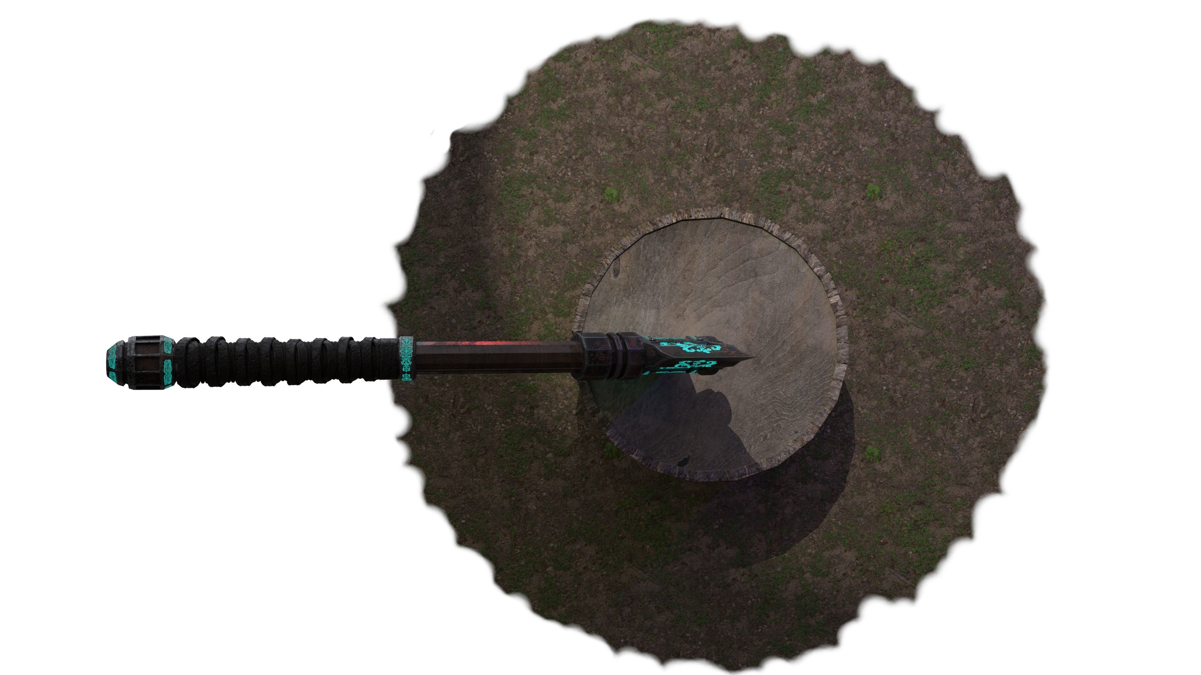 Medieval Axe Low-poly 3D model_10