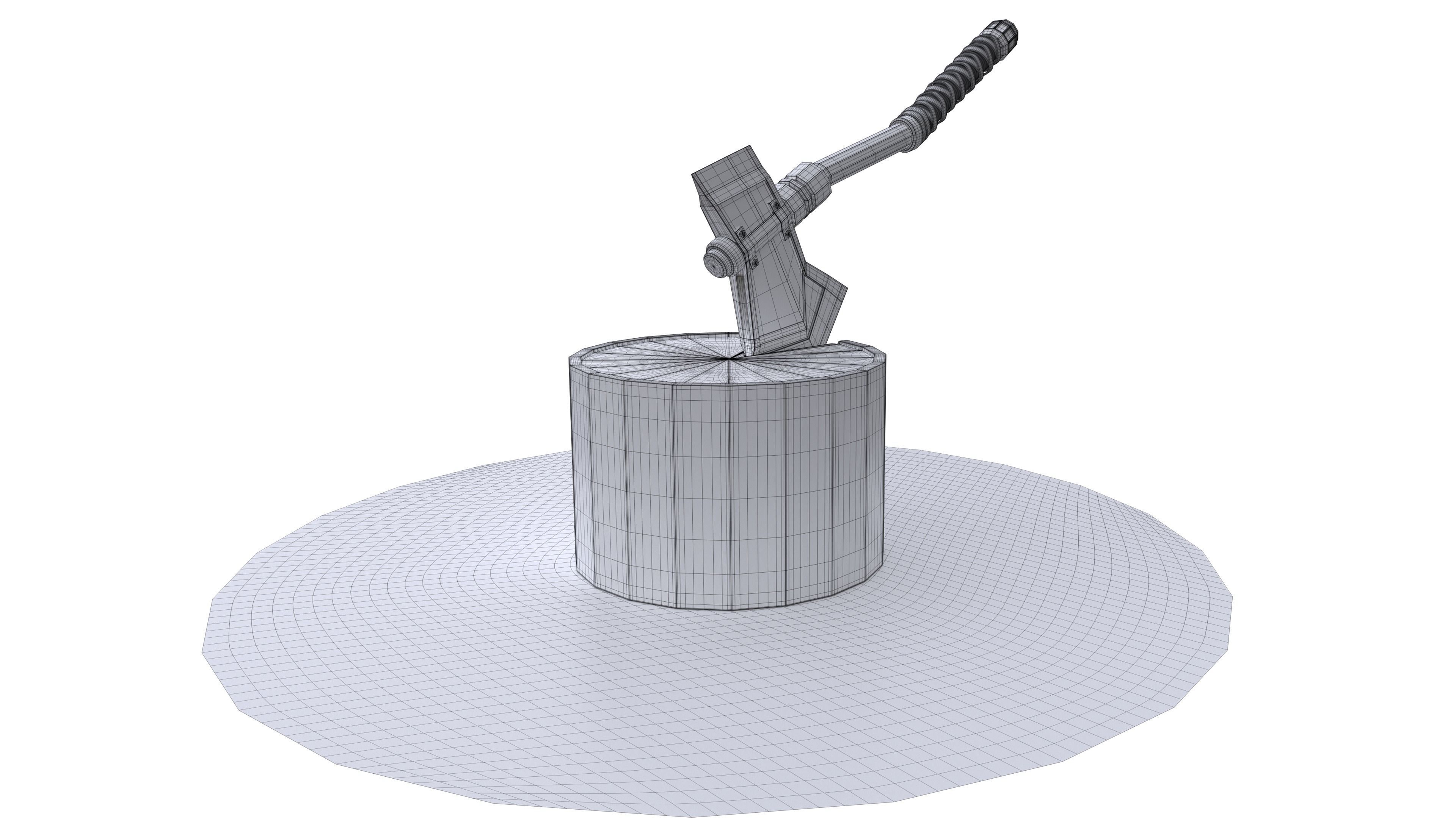 Medieval Axe Low-poly 3D model_22