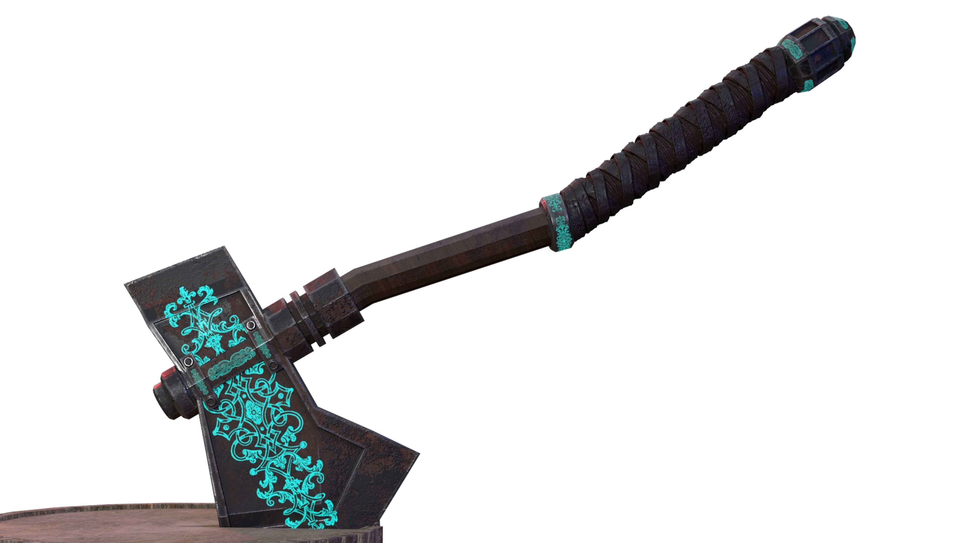 Medieval Axe Low-poly 3D model_3