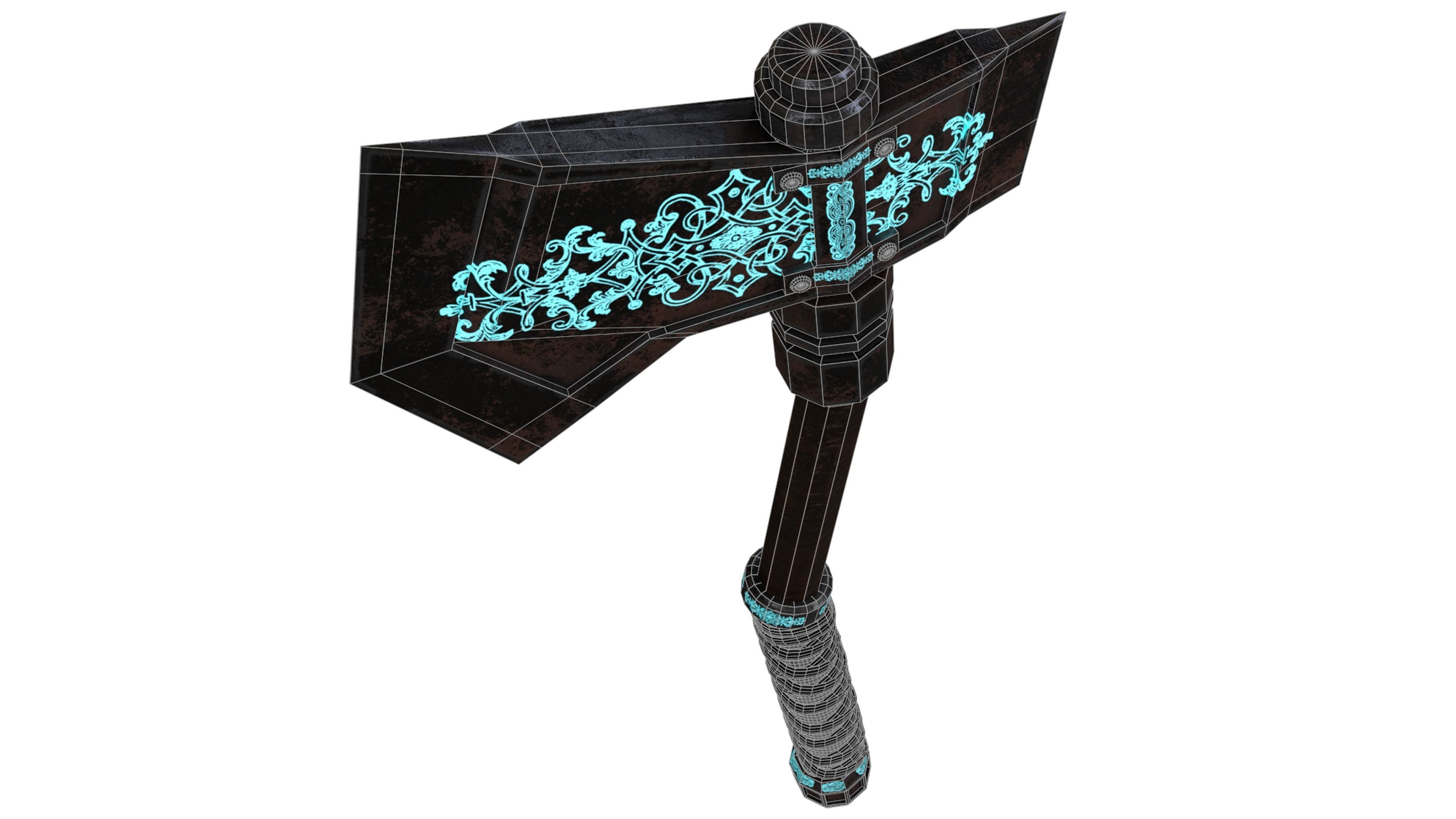 Medieval Axe Low-poly 3D model_33