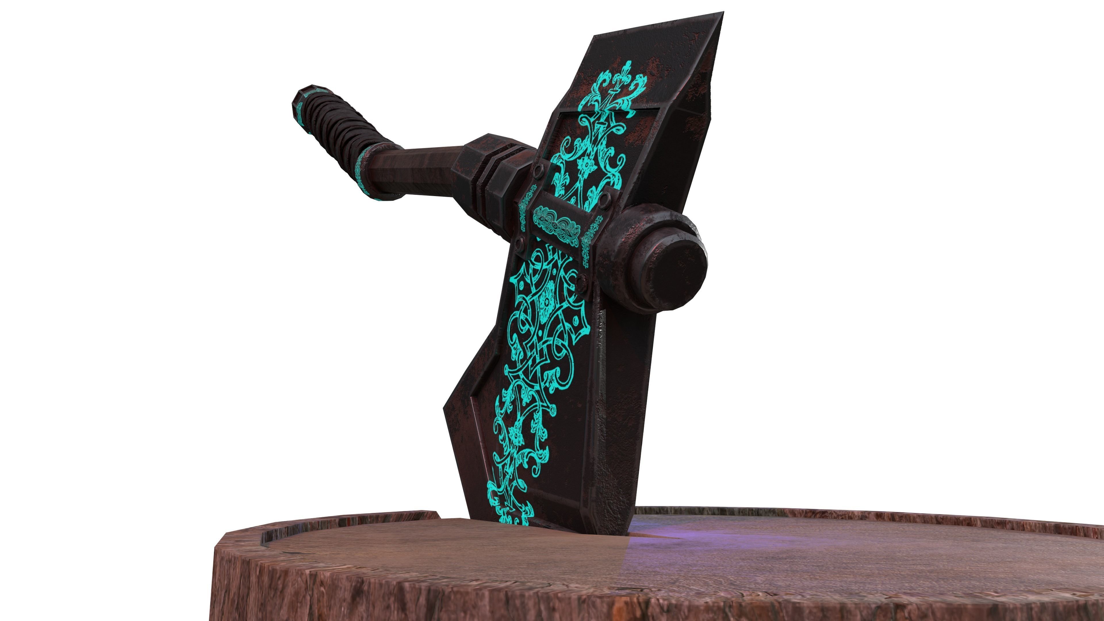 Medieval Axe Low-poly 3D model_13