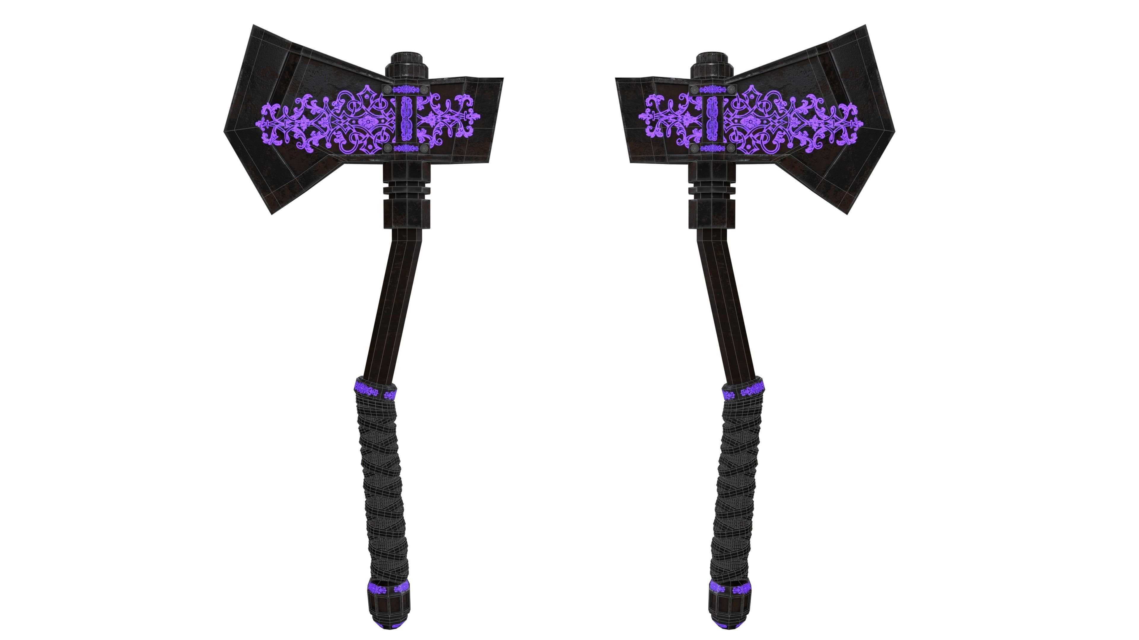 Medieval Axe Low-poly 3D model_31