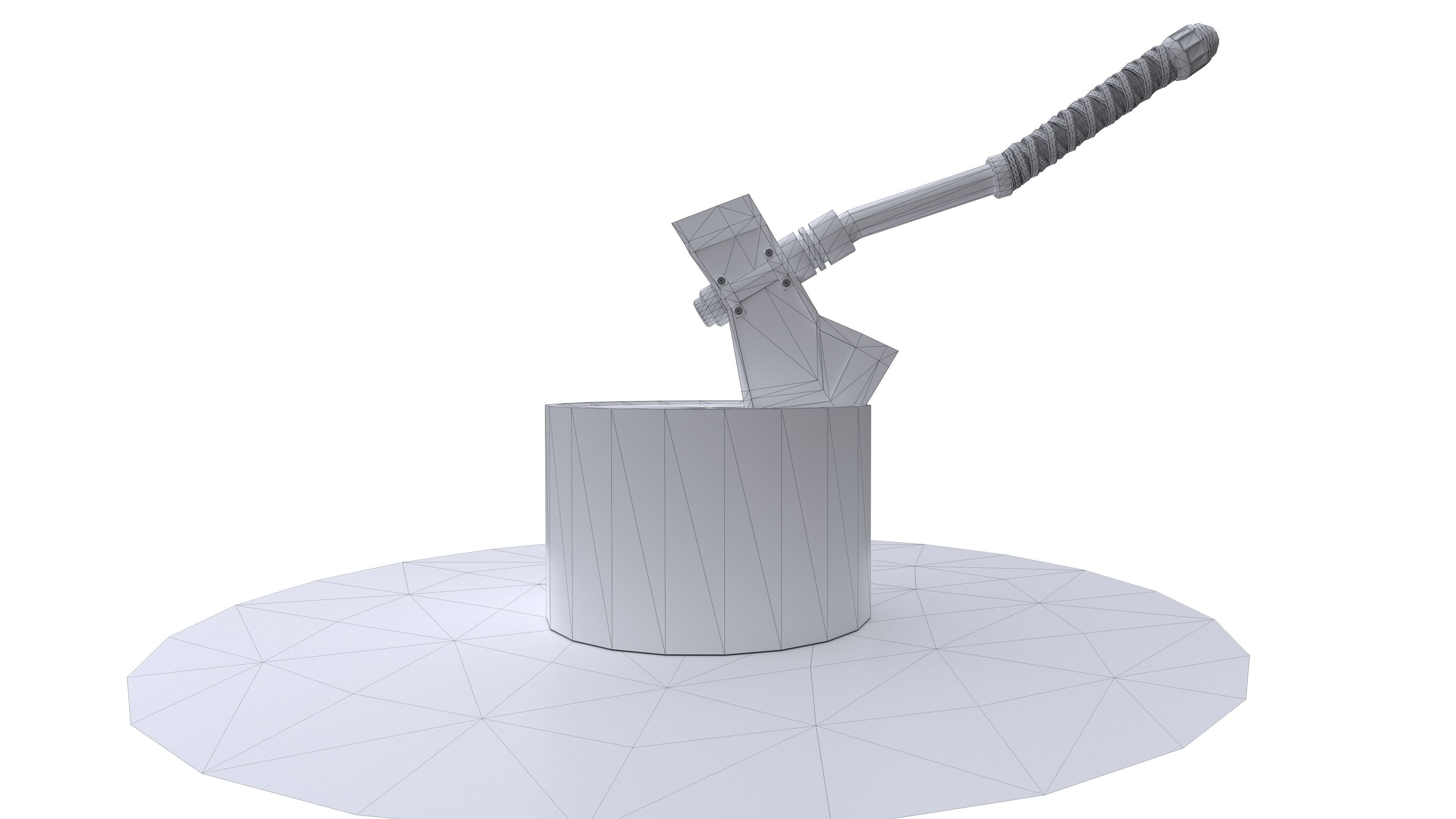 Medieval Axe Low-poly 3D model_18