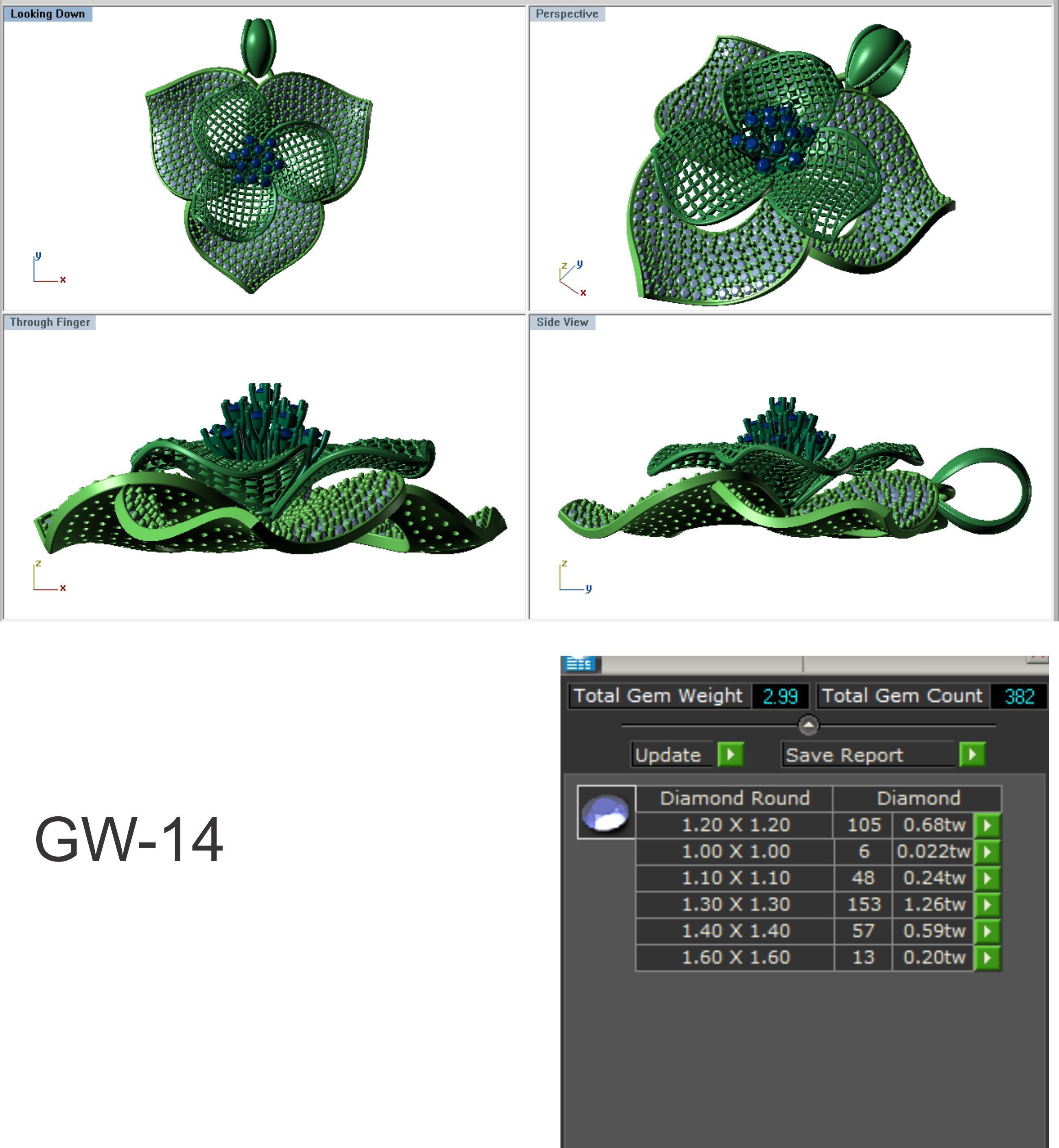 Women Flower Pendants 3dm STL OBJ FBX Renders Details 3D print model_3