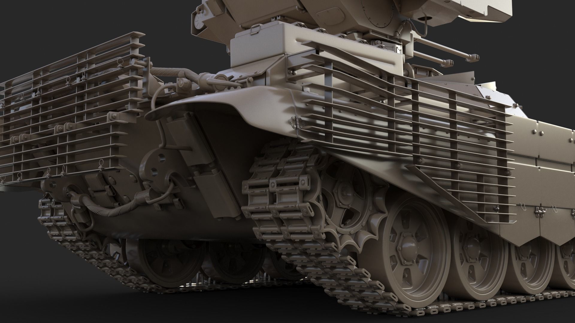 Tank Terminator BMPT 72 Clay 3D model_22