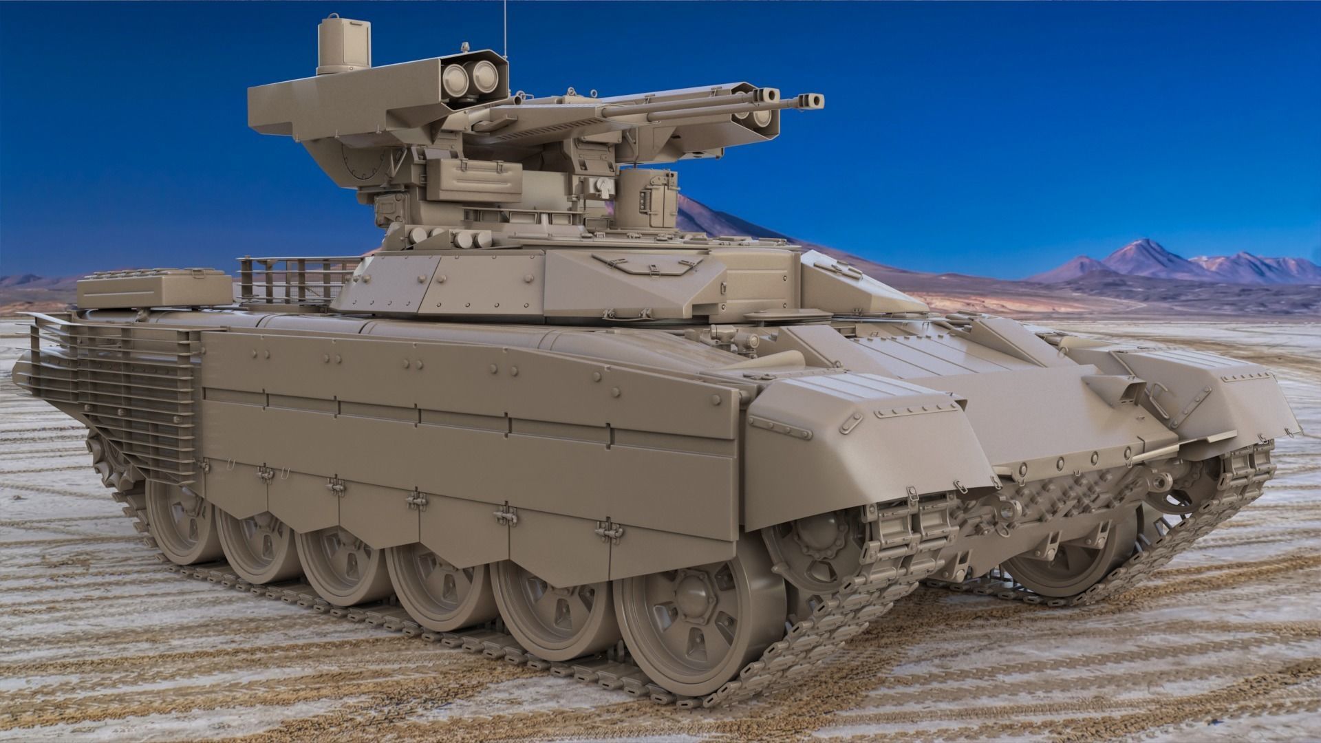 Tank Terminator BMPT 72 Clay 3D model_1