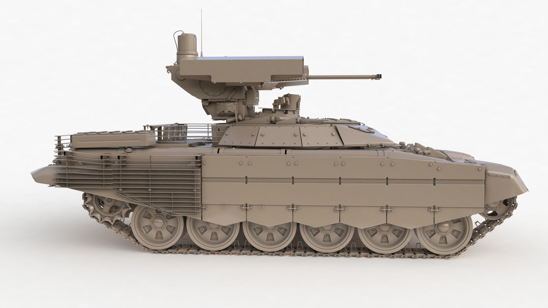 Tank Terminator BMPT 72 Clay 3D model_38